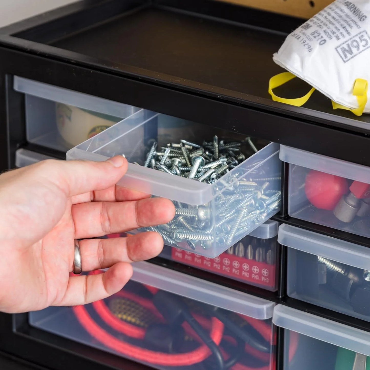 IRIS USA Screw Tool Organizer Small Parts Cabinet Chest, 44-Drawer Hardware Electronics Nuts Bolts Storage Drawers Organization Toolbox Garage Craft Business Teacher Beads Scrapbook Art Hobby - Black