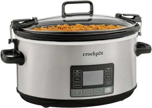 7-Quart Slow Cooker, Portable Programmable with Timer, Locking Lid, Stainless Steel; an Essential Kitchen Appliance