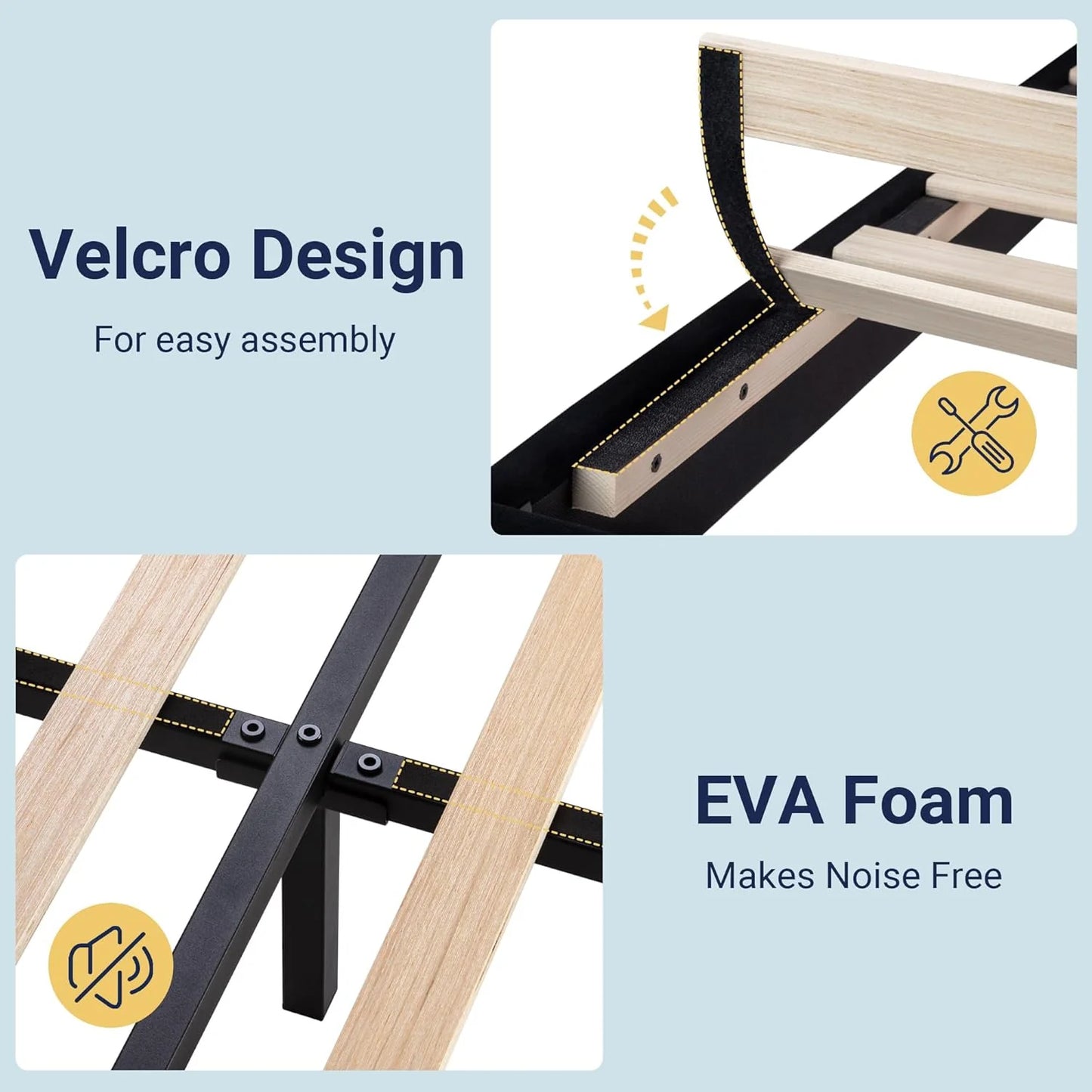 Allewie Queen Size Platform Bed Frame with Fabric Upholstered Headboard and Wooden Slats Support, Fully Upholstered Mattress Foundation/No Box Spring Needed