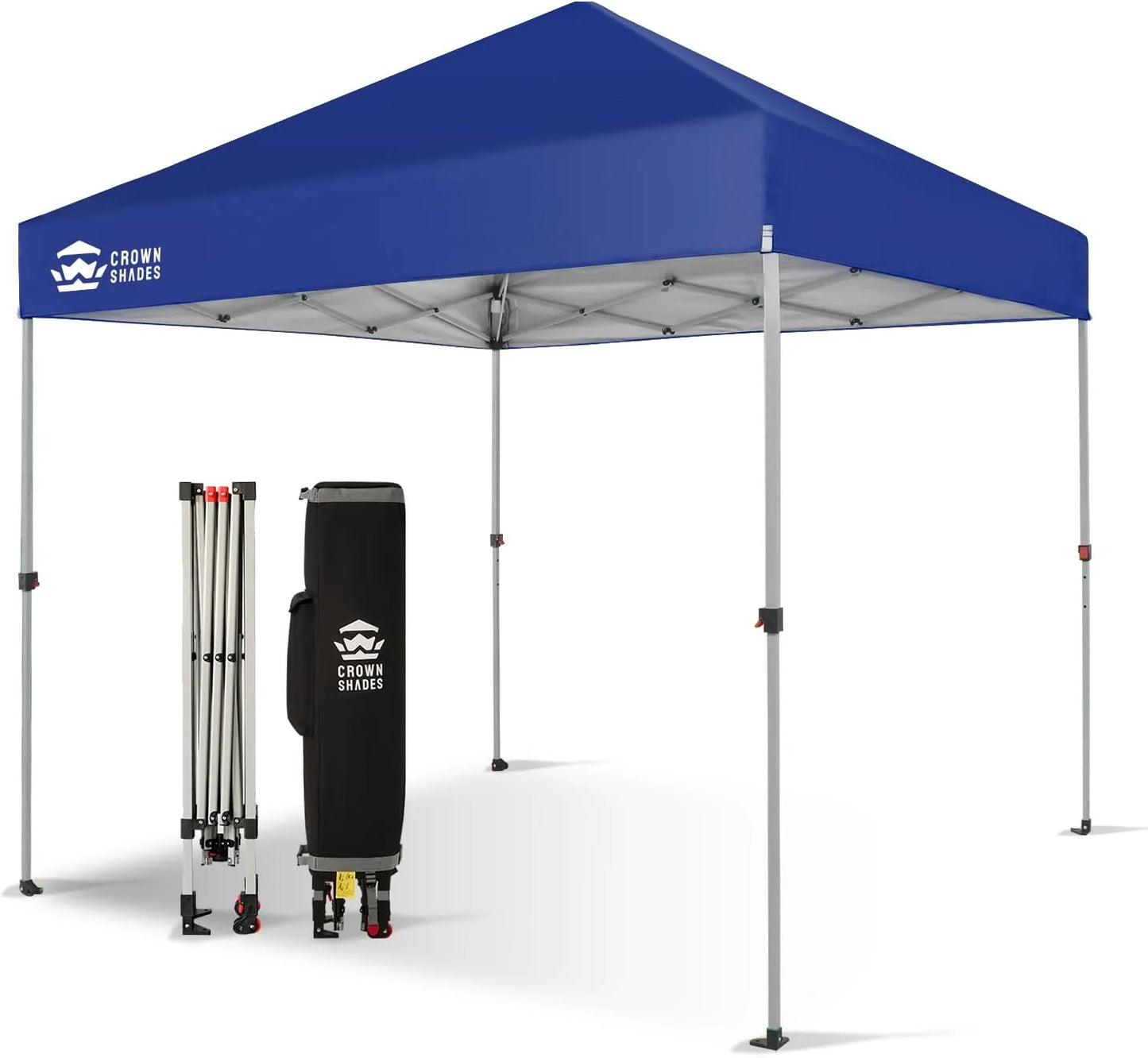 10x10 Pop-Up Awning - One-Click Installation Beach Tent - Outdoor Sunshade Silver Coated Top, 3 Heights and 4 Sand Pockets