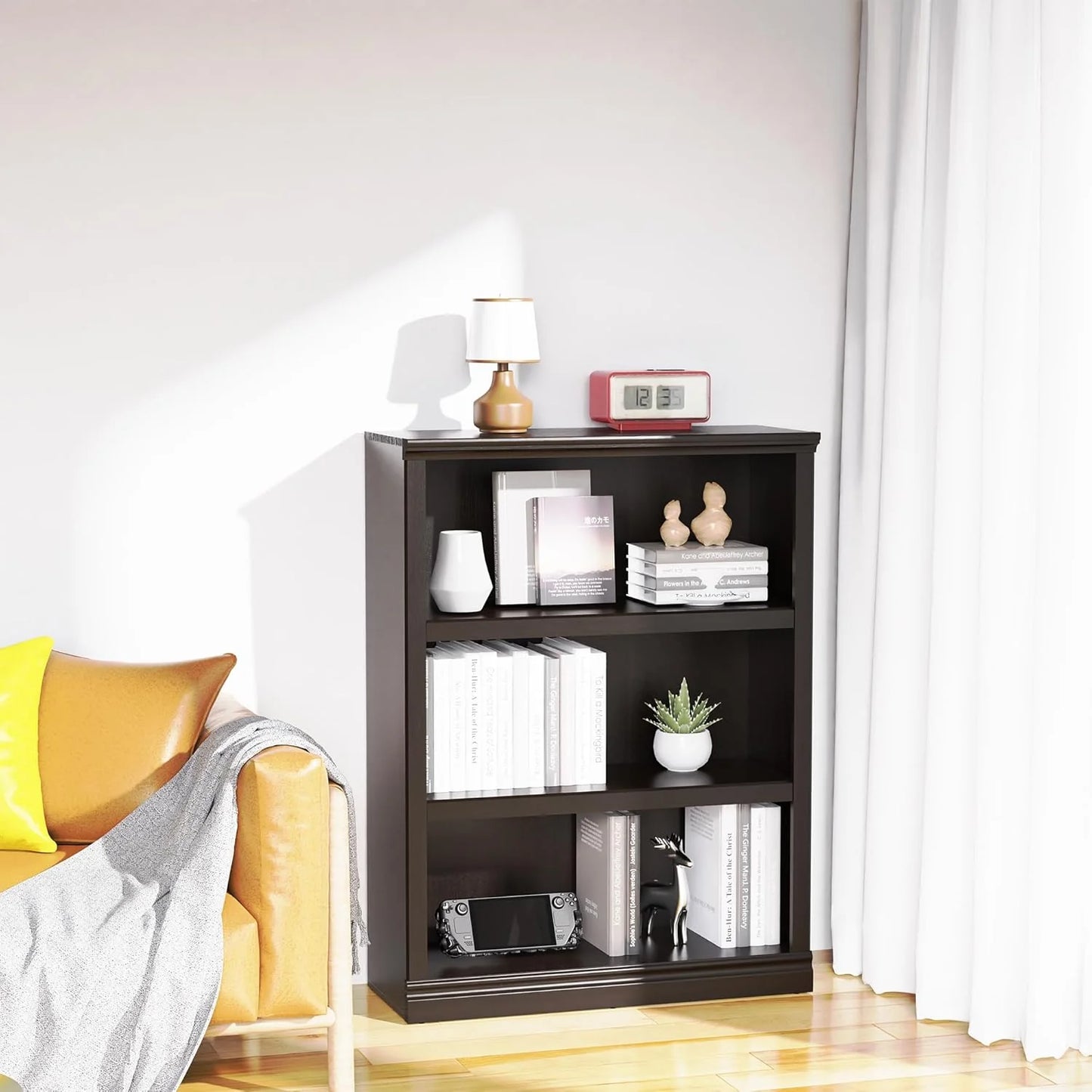 70-Inch Tall White Bookcase 5 Tiers Shelves Open Storage Bookshelf