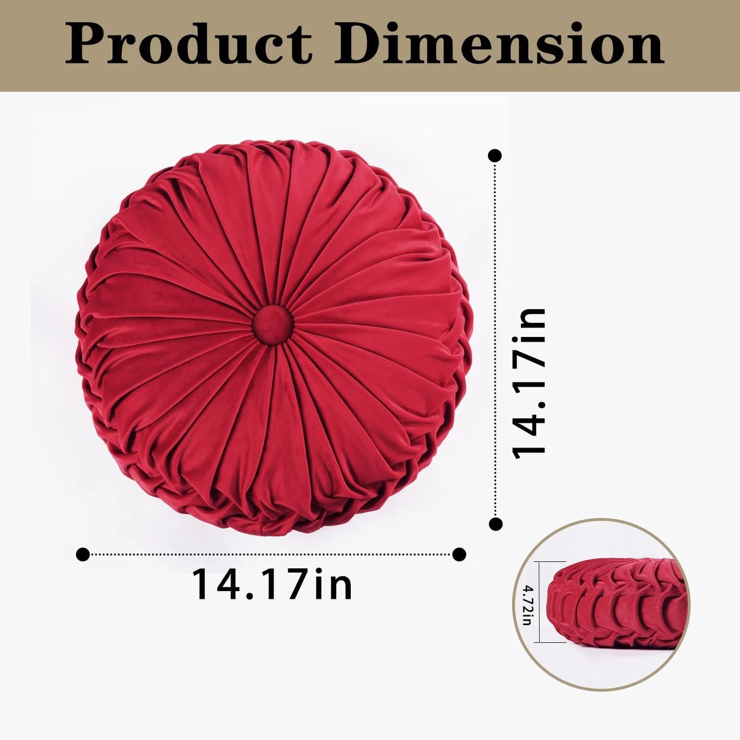 Set of 2 Decorative Round Pleated Throw Pillows