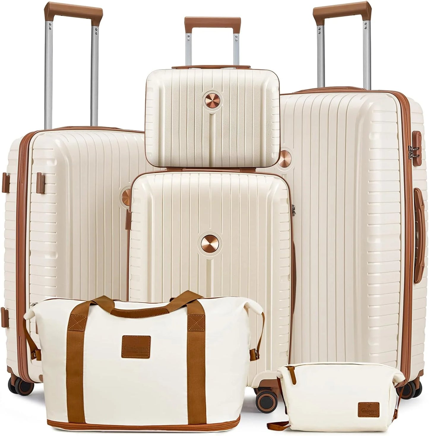 5-piece PP hardshell lightweight travel carry-on luggage set with dual spinner wheels and TSA lock