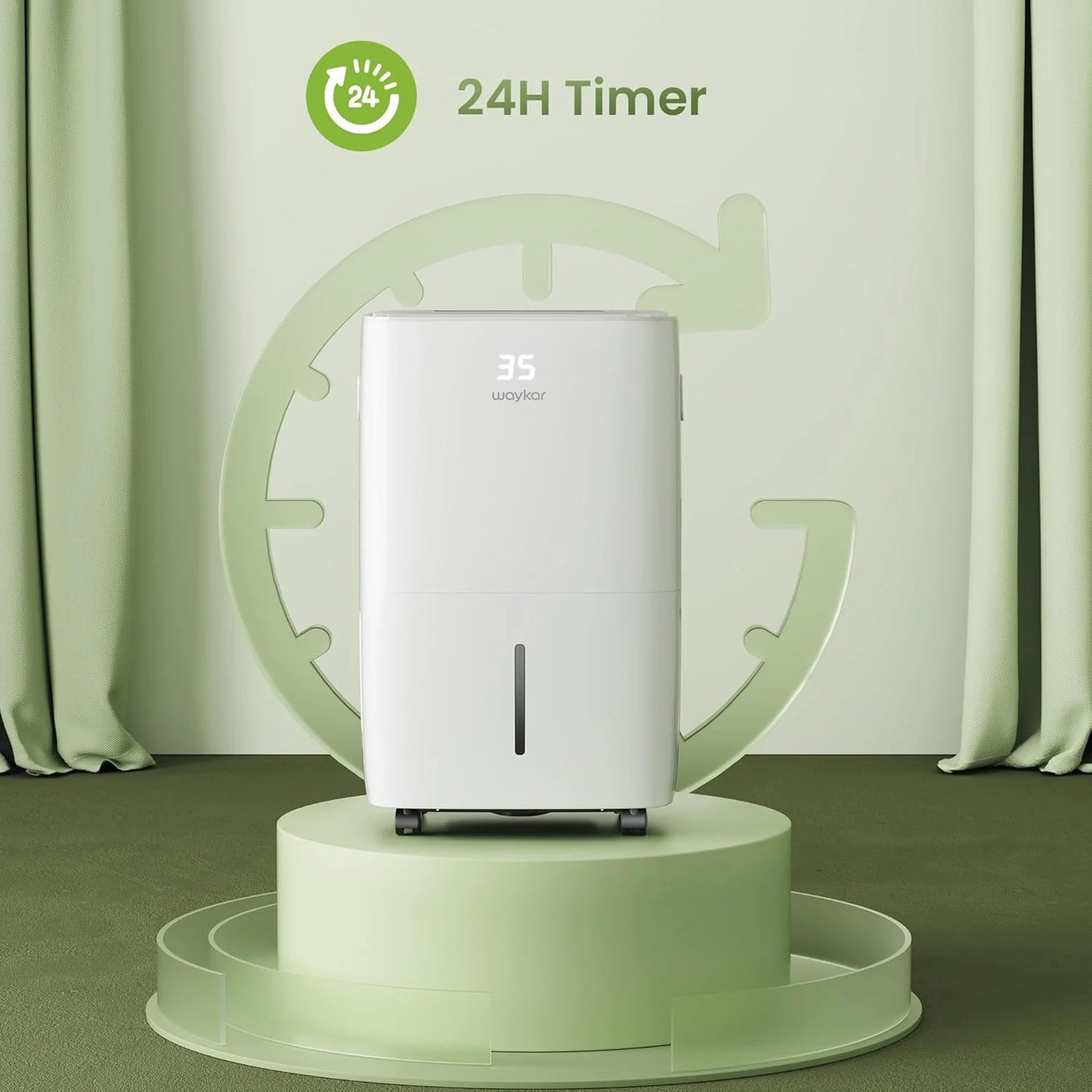 Waykar 2000 Sq. Ft Dehumidifier for Home and Basements, with Auto or Manual Drainage, 0.66 Gallon Water Tank Capacity