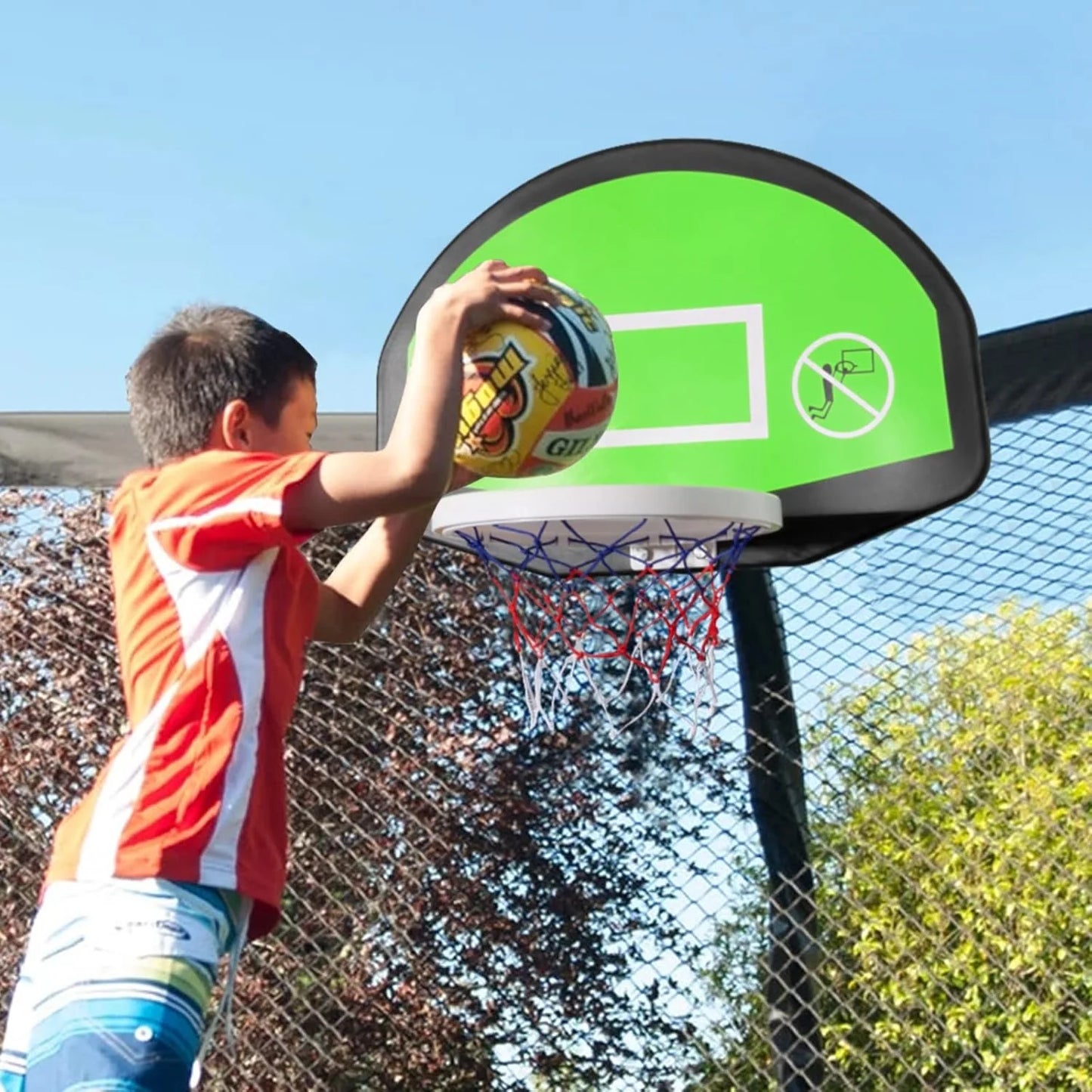 AOTOB 8FT 10FT 12FT 14 FT 15FT Trampoline with Safety Enclosure Net，Outdoor Trampoline with Basketball Hoop, Heavy Duty Jumping Mat and Spring Cover Padding for Kids and Adults, Storage Bag and Ladder