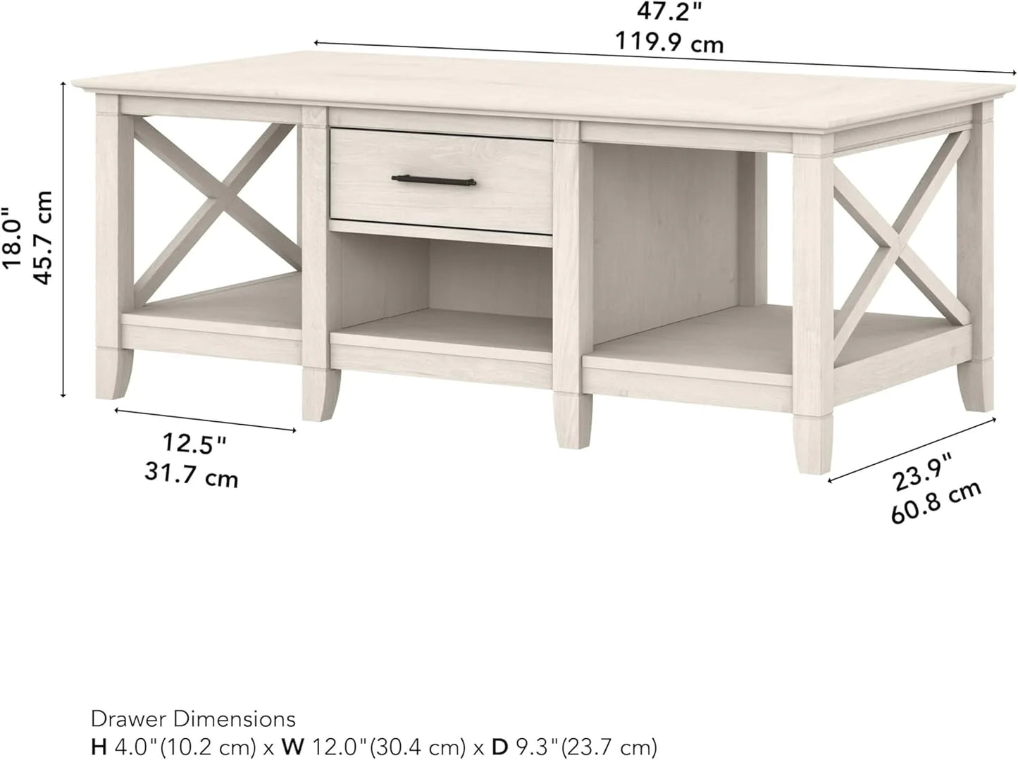 Key West Coffee Table with Storage in Washed Gray