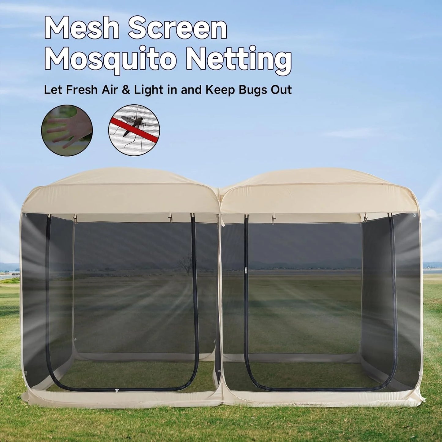 Pop Up Screen House Gazebo Tent with Mosquito Netting Sides
