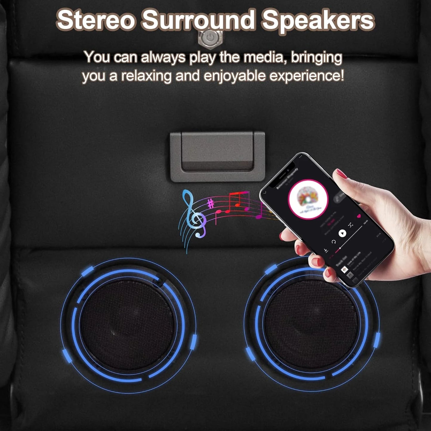 TUNYI Power Loveseat Recliner Sofa with Massage & Heat Home Theater Seating with Console Electric Recliner RV Sofa with USB/Outlet/Storage/Side Pocket/LED Light/Speaker (Brown, Loveseat)