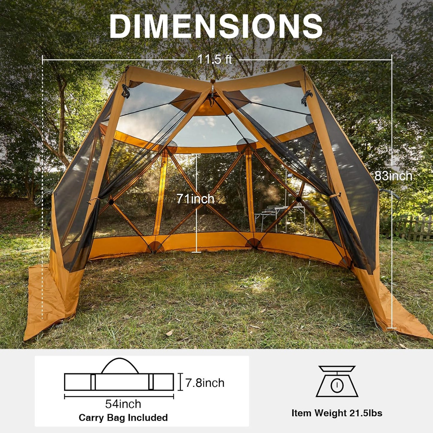 Pop up Screen House Tent for Camping 11.5 x 9.8 ft, Instant Screened Gazebo Canopy with Netting, Portable Shelter Enclosure