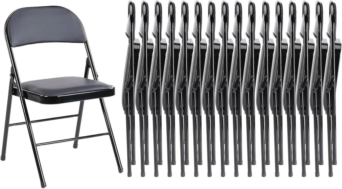 Sweetcrispy Folding Chair 12 Pack, Leather Padded Folding Chairs, Sturdy Metal Foldable Chairs
