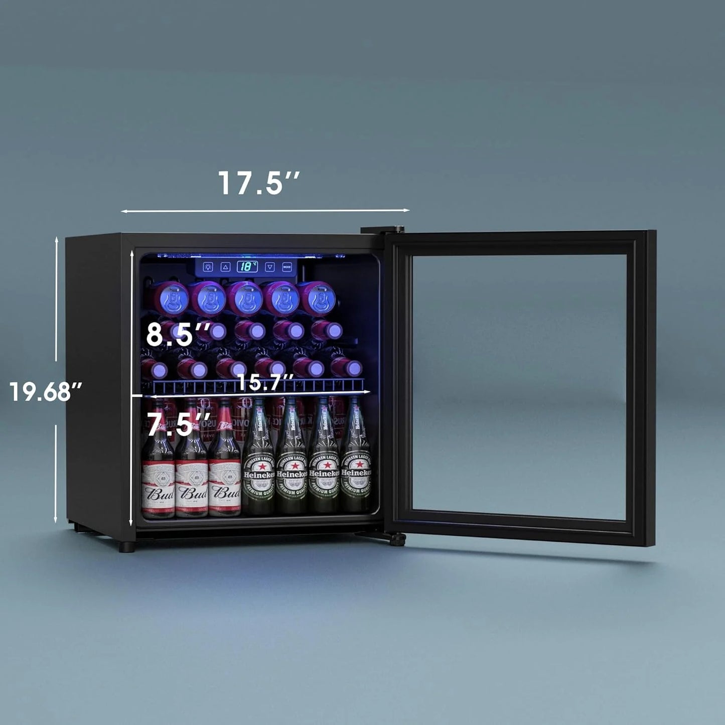 Beverage Refrigerator Cooler-120 Cans Freestanding Mini Fridge Cooler with Glass Door, Adjustable Shelves & Digital Temperature Display for Soda, Wine or Beer (Black, 3.2 Cu.Ft)