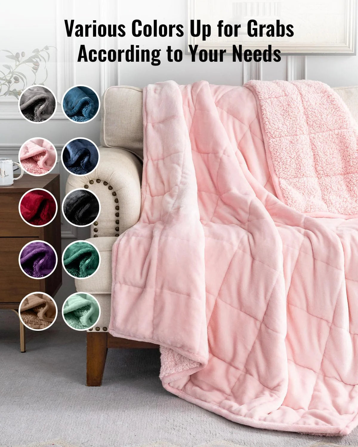 Weighted Blanket Queen Size 15lbs 60x80 inches with Soft Plush Fleece