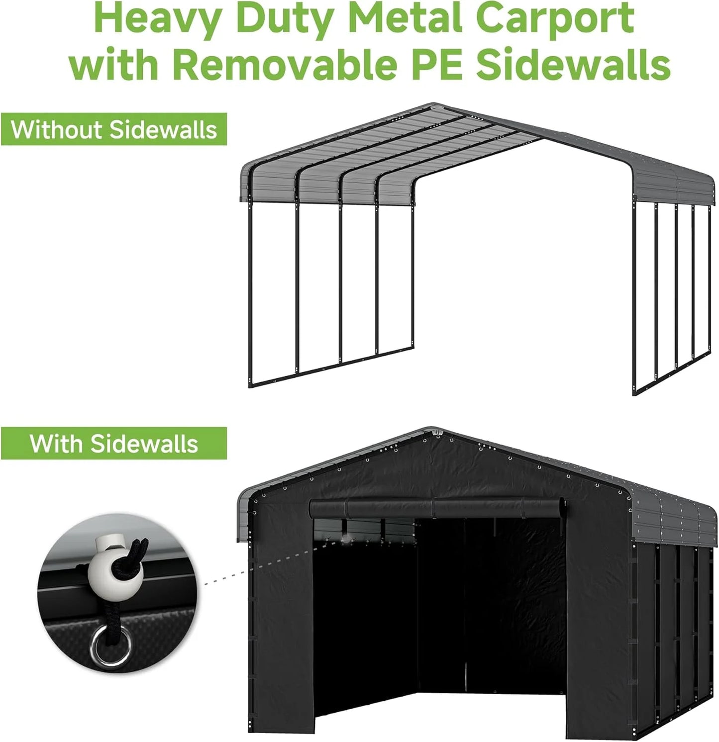 10'x15' Heavy Duty Metal Carport, Outdoor Garage Car Shelter Shade with Heavier Frame