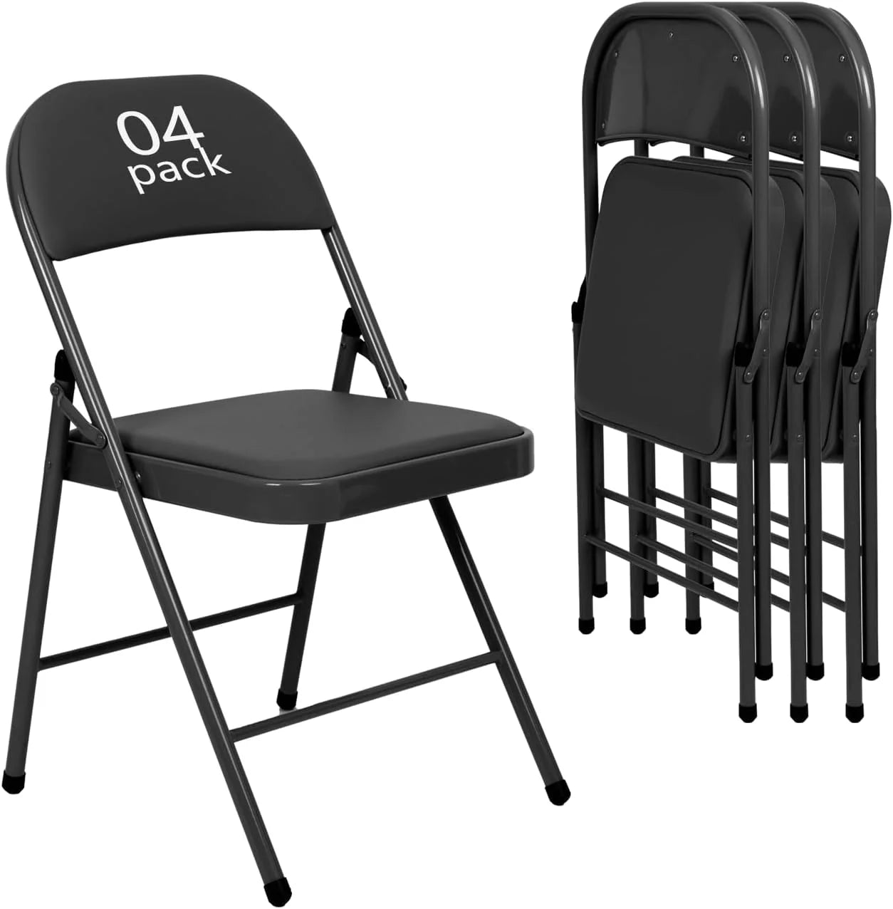 6 Pack Black Folding Chairs with Leather Chairs for Indoor and Outdoor Events Office Wedding Party Upholstered Chairs