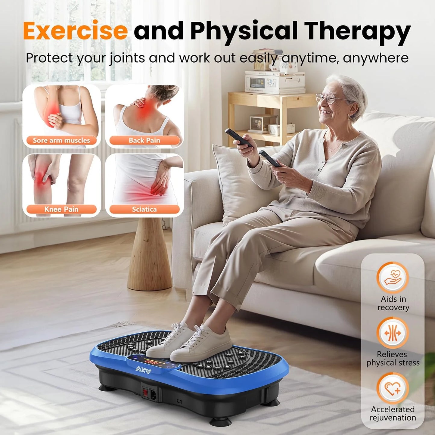 AXV Vibration Plate Fitness Platform Trainer Suitable for men and women to lose weight and burn fat at the gym