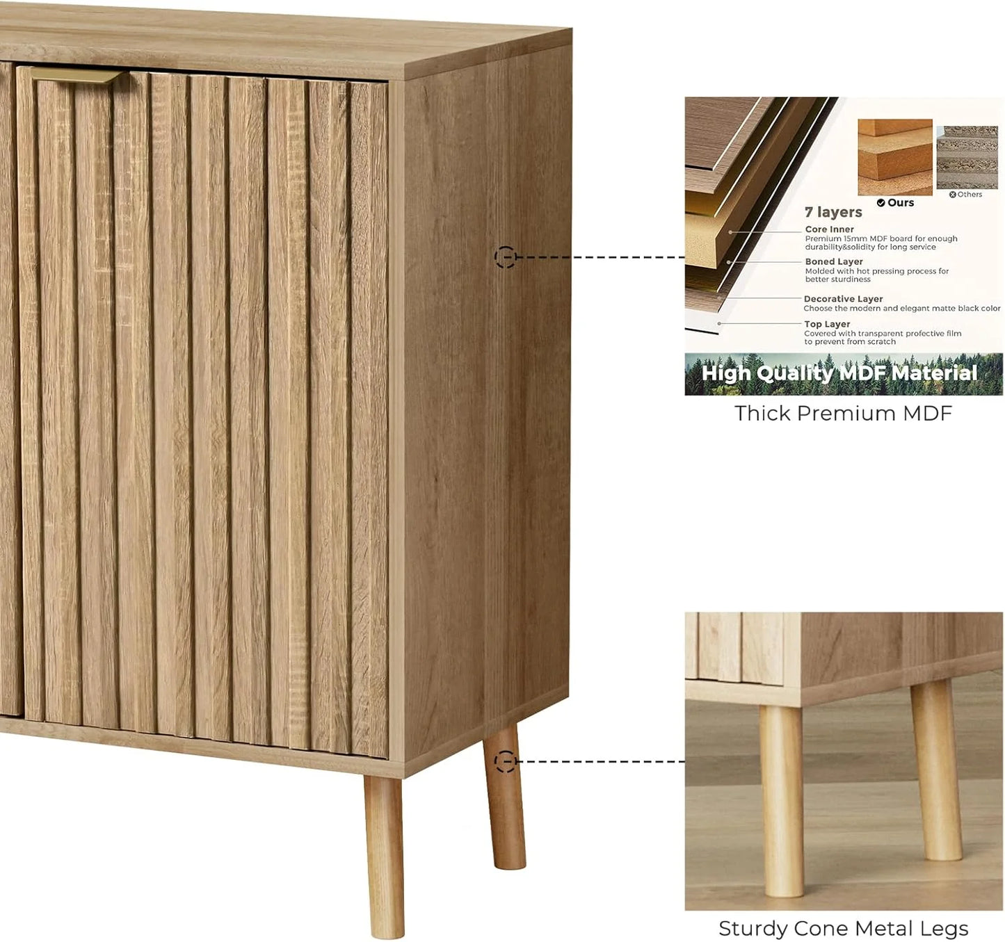 Free Standing Cabinet Black Wood for Living Room, Bedroom, Dining Room, Hallway