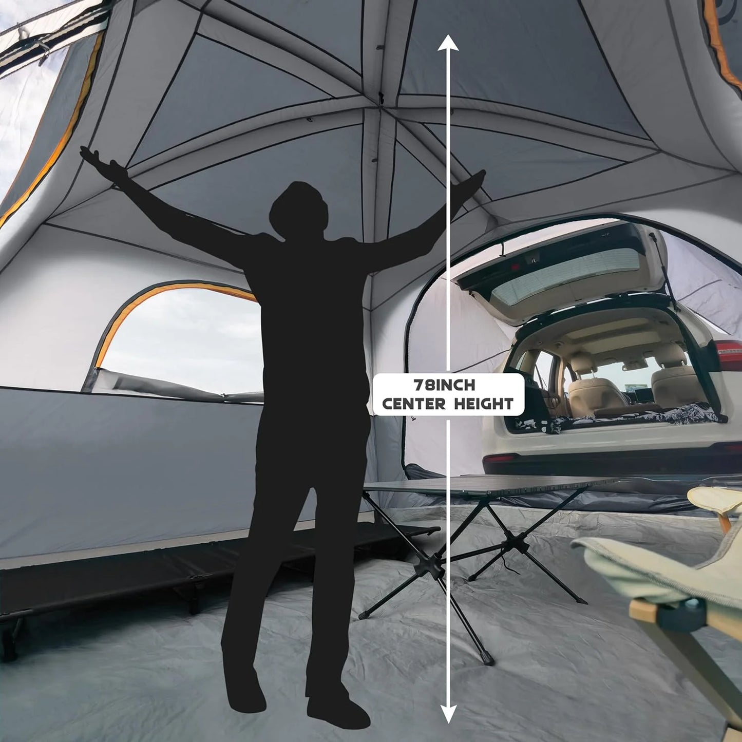 SUV Tent for Camping, 6-Person SUV Tailgate Tent - Easy Set Up with Rainfly, 10'x9'x78in(H)