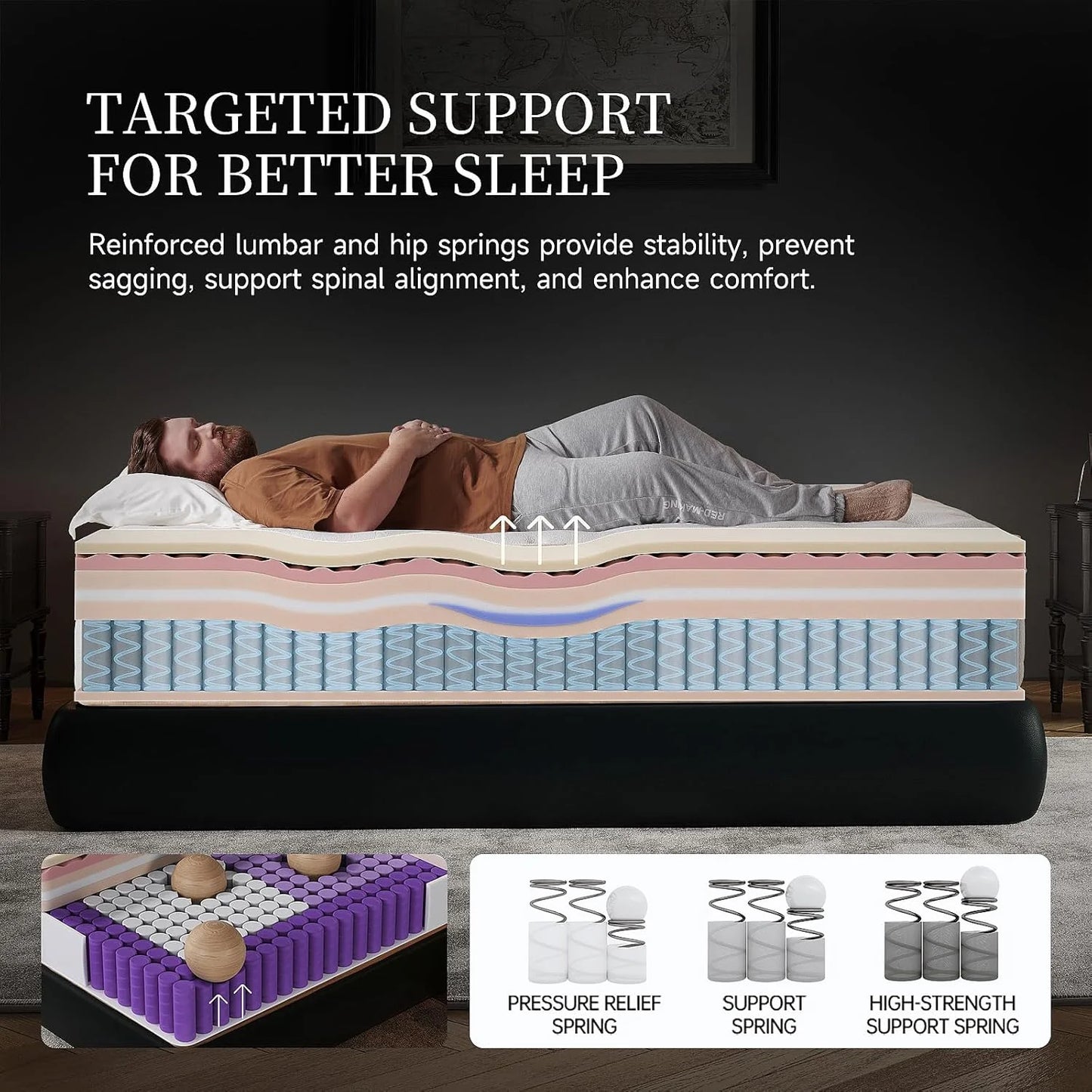 14-inch queen-size hybrid mattress with cooling gel memory foam and zoned pocket springs