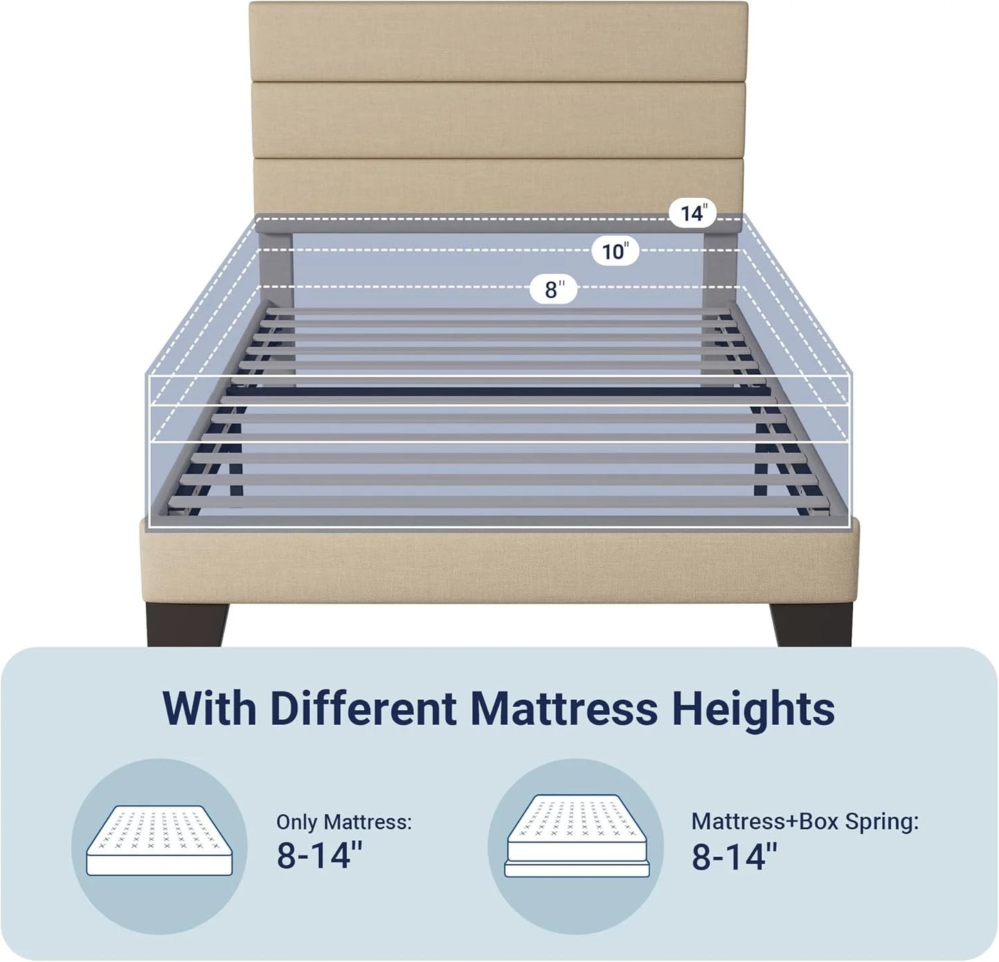 Allewie Queen Size Platform Bed Frame with Fabric Upholstered Headboard and Wooden Slats Support, Fully Upholstered Mattress Foundation/No Box Spring Needed