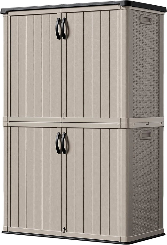 Devoko Outdoor Storage Cabinet 26 Cu Ft with Lockable Doors, Horizontal Storage Shed Waterproof Patio Tools Storage Box