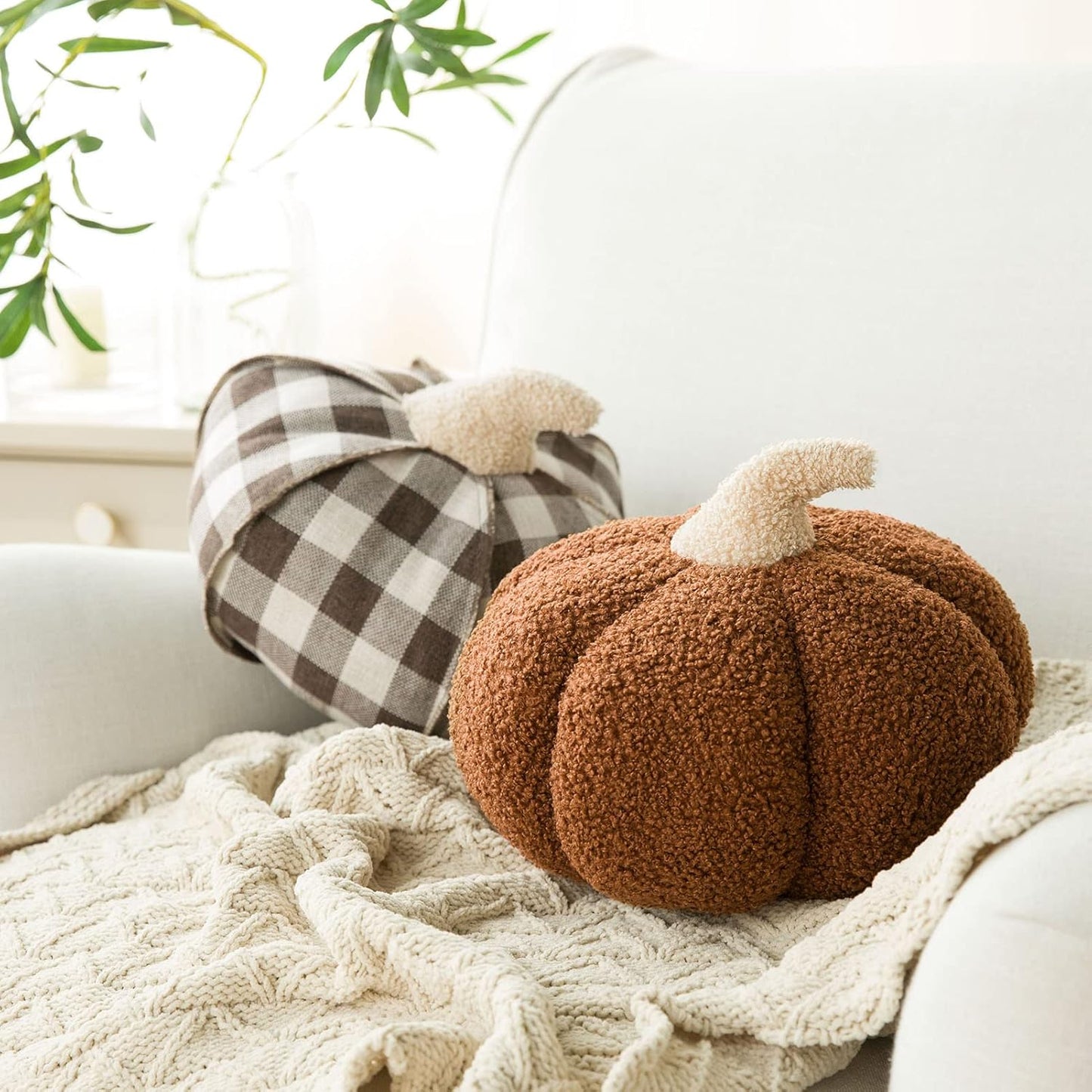Teddy Fleece Pumpkin Throw Pillows