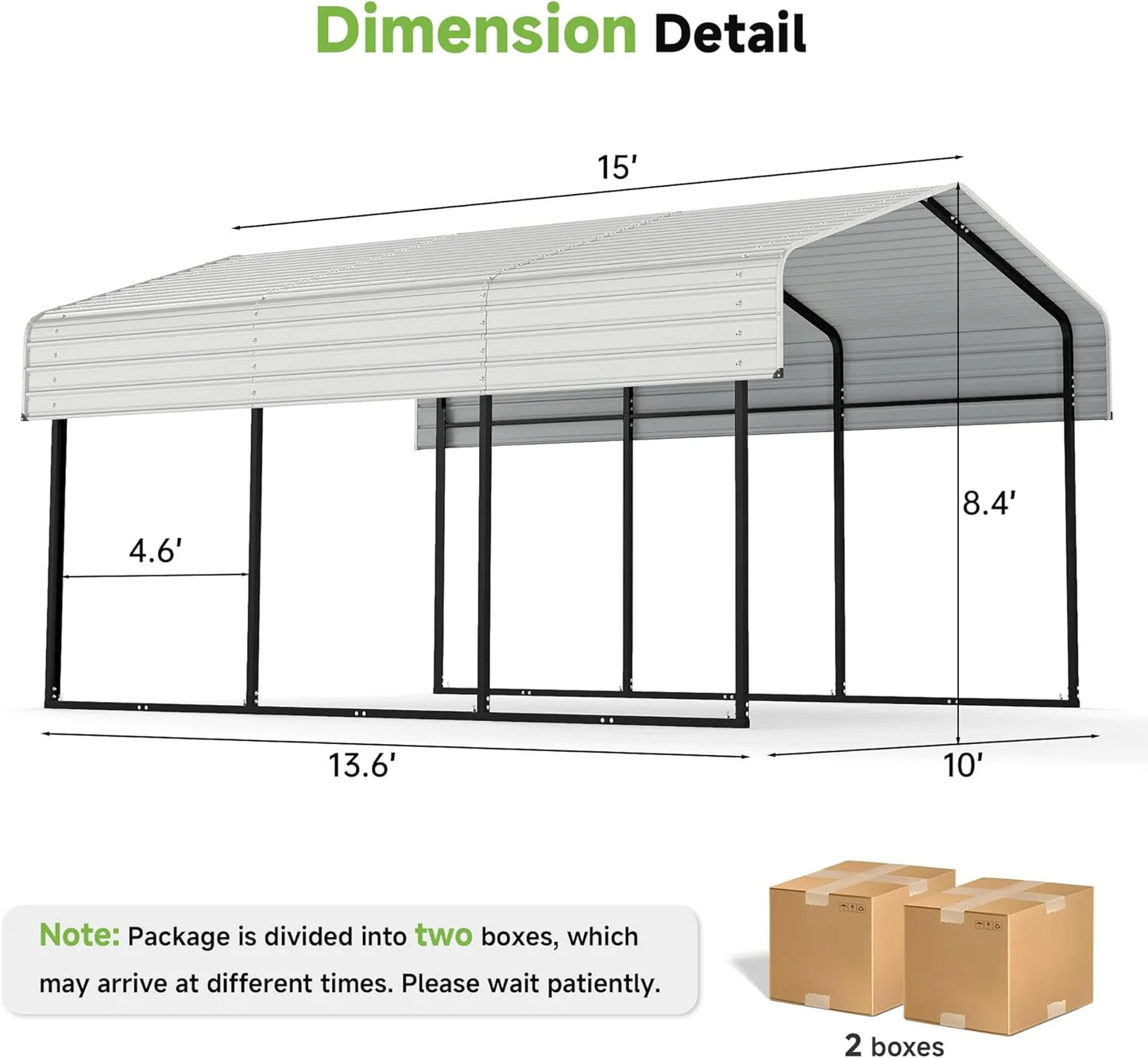10'x15' Heavy Duty Metal Carport, Outdoor Garage Car Shelter Shade with Heavier Frame