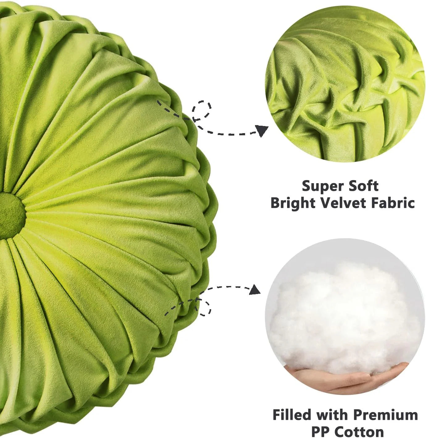 Set of 2 Decorative Round Pleated Throw Pillows