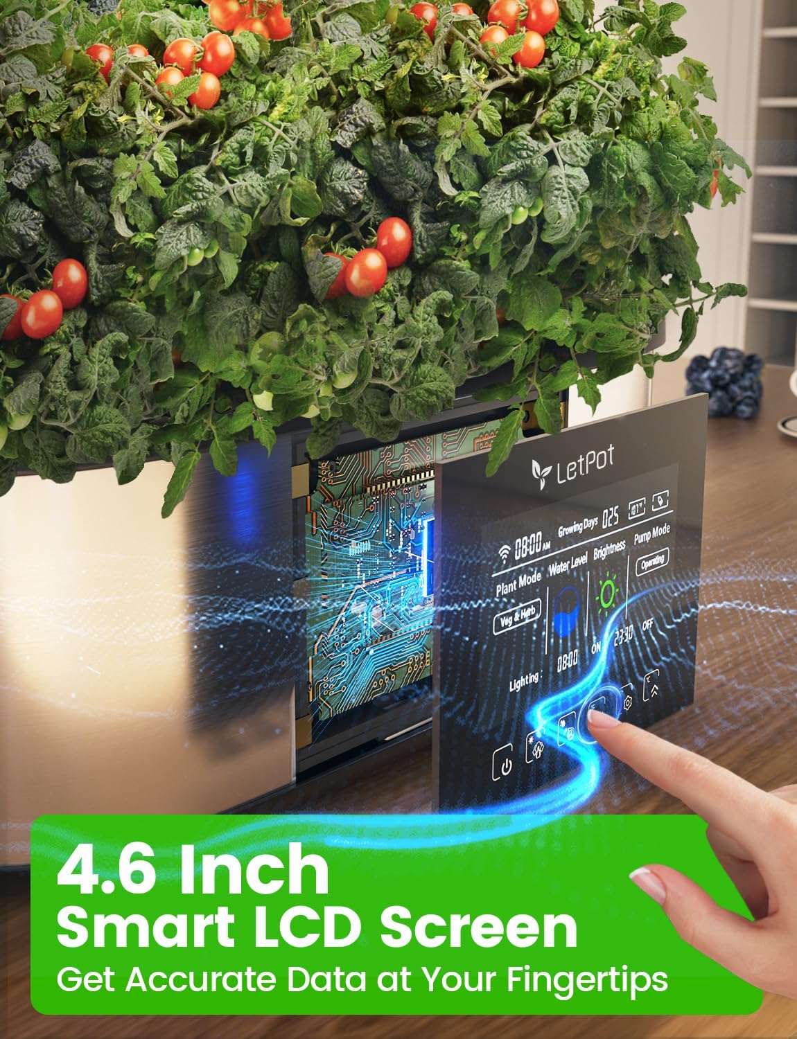 Hydroponic Planting System, 12 Indoor Smart Herb Garden Set, Indoor Garden, App and WiFi Control, with 24W Grow LED, 5.5L Water Tank, Pump System, Automatic Timer