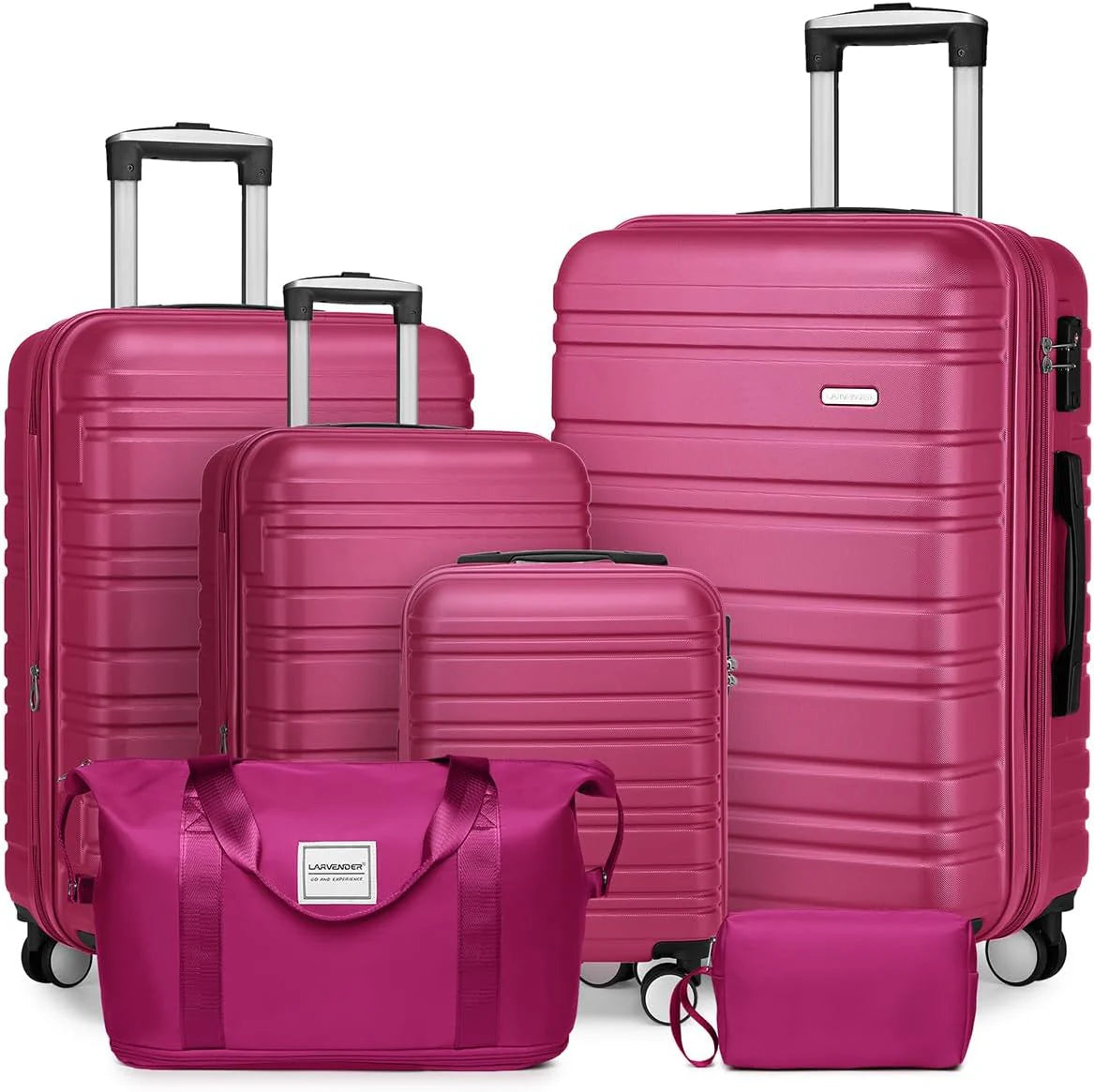 6-piece luggage set, expandable hardshell suitcase set with spinner wheels, lightweight rolling luggage set