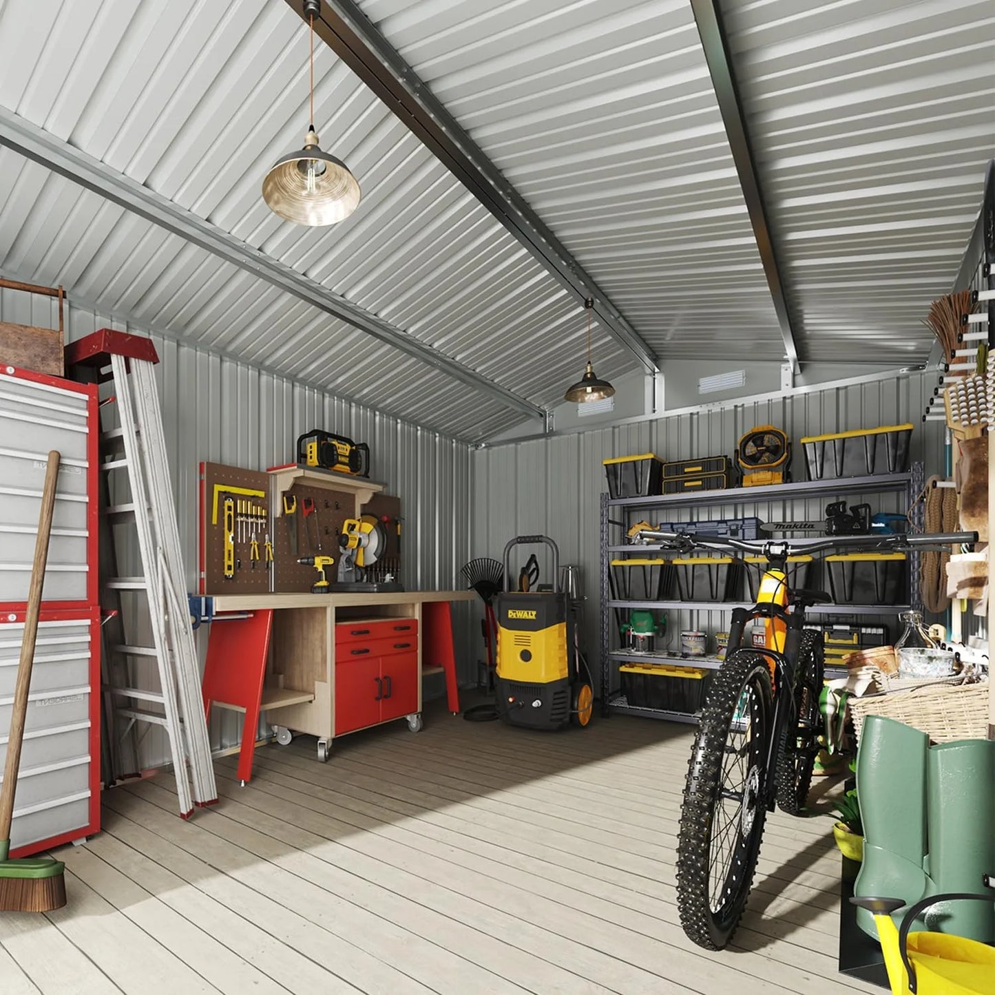 Aoxun 6.2x4 FT Shed Outdoor Storage Shed Metal Garden Shed with Lockable Doors & Slooping Roof Tool Shed Bike Shed for Backyard, Patio, Poolside (Brown)