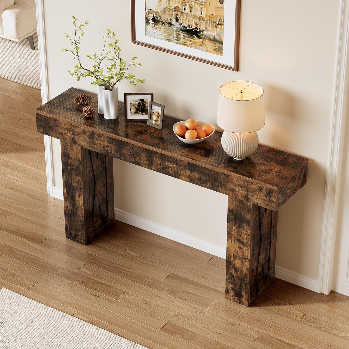 63-Inch Narrow Console Table Modern Sofa Table for Hallway