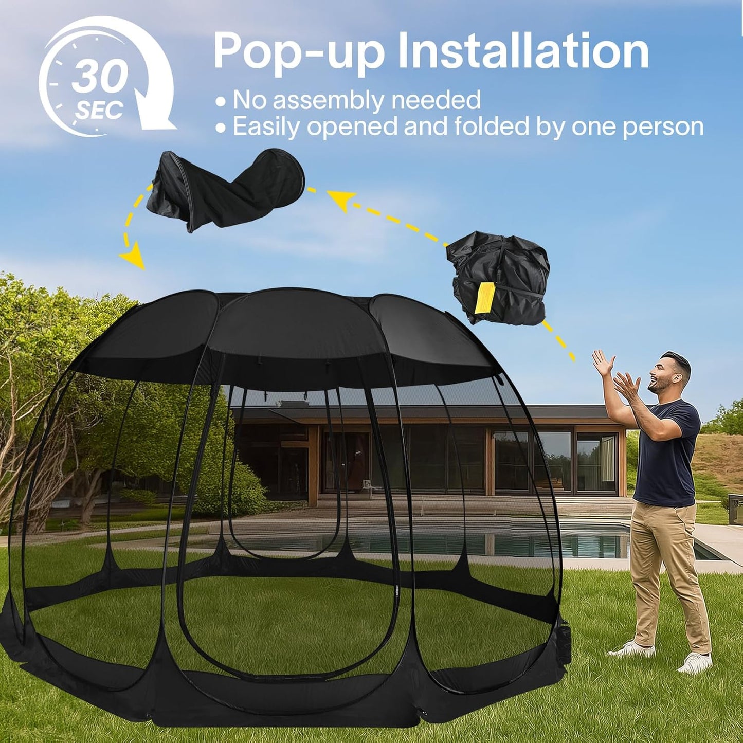 Pop Up Screen House Gazebo Tent with Mosquito Netting Sides
