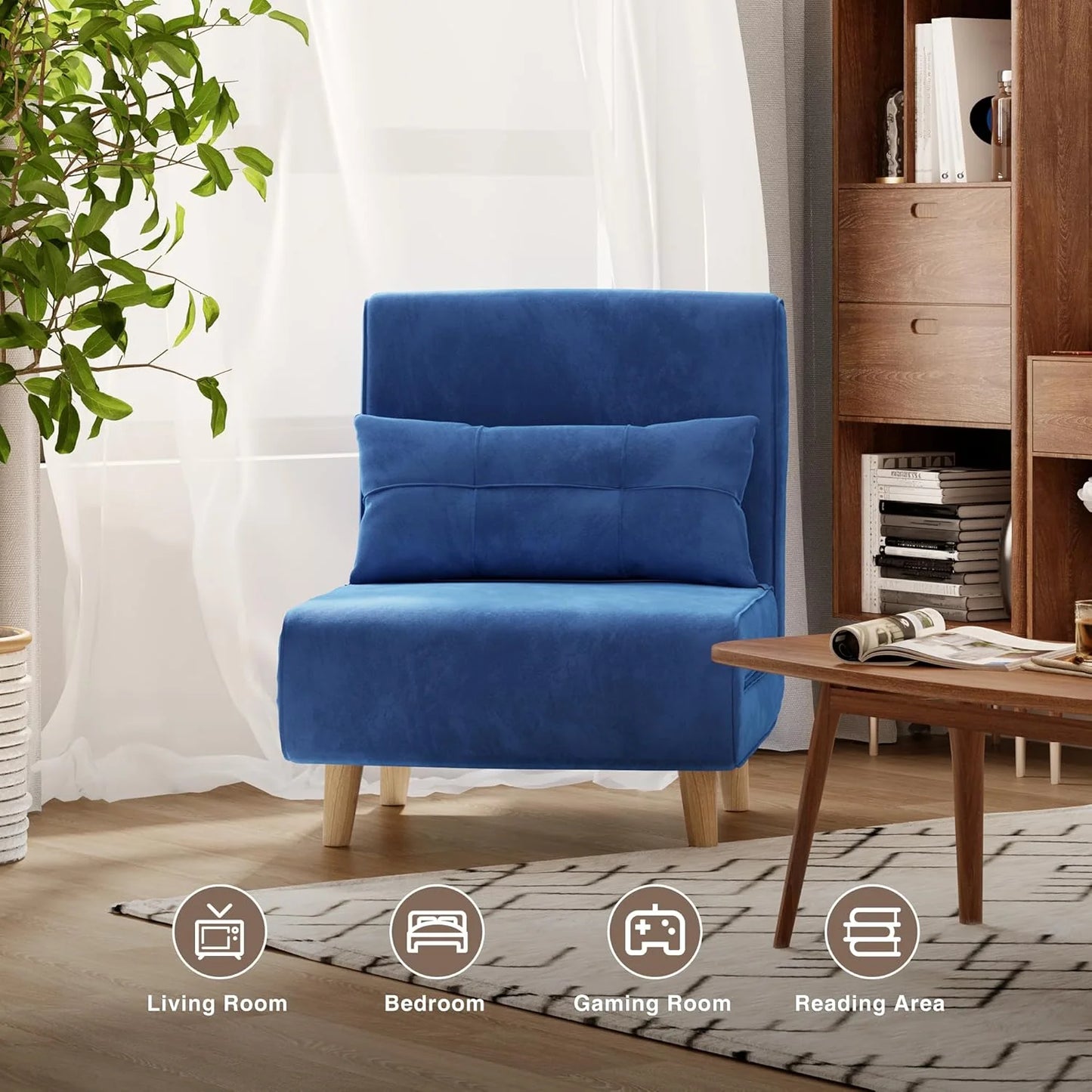 3-in-1 sleeper chair bed, convertible chair bed futon sofa with adjustable backrest