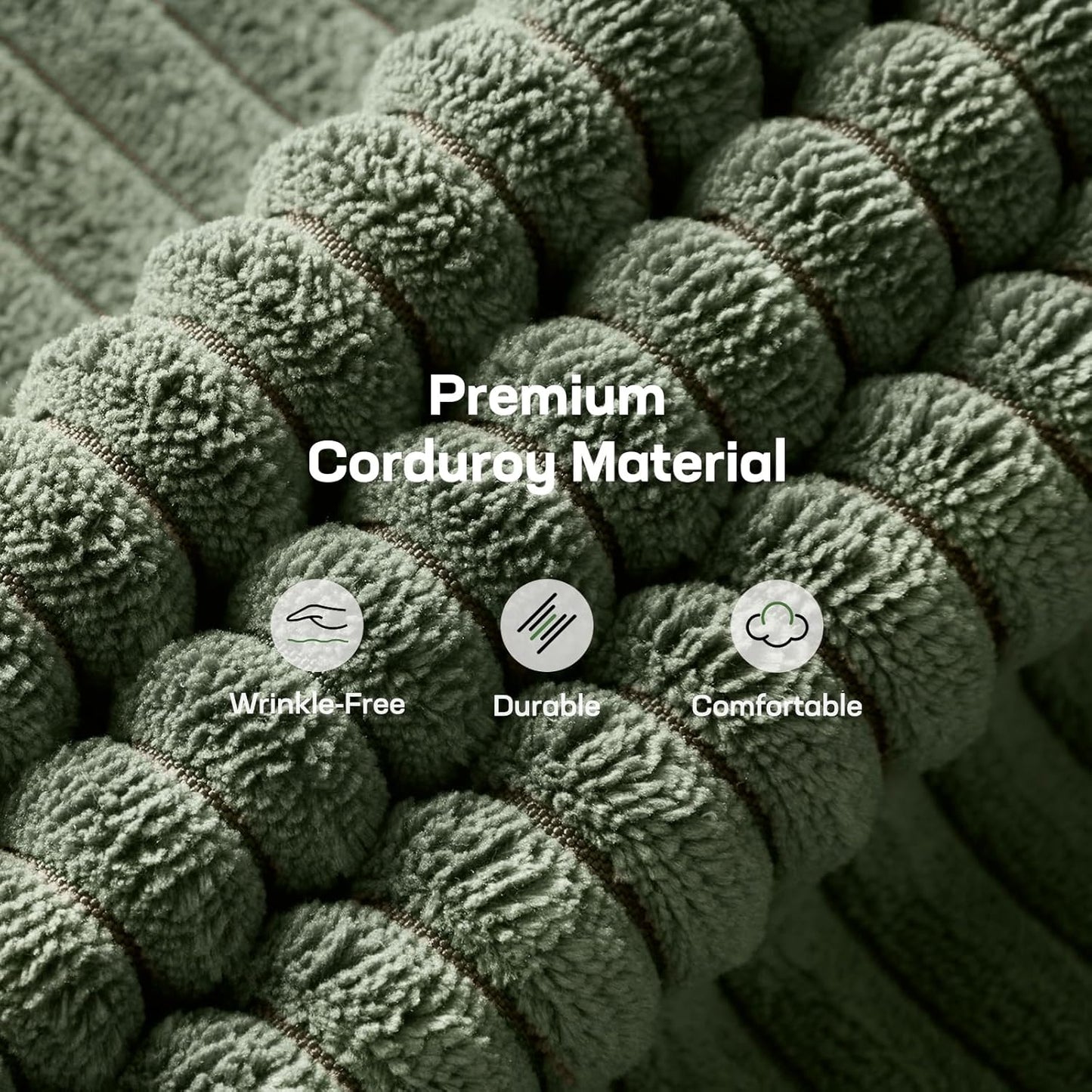 Futon Sofa Bed, Futon Sofa with Adjustable Back and Armrests, Converts to Small Sleeper Sofa Bed Corduroy Loveseat Green