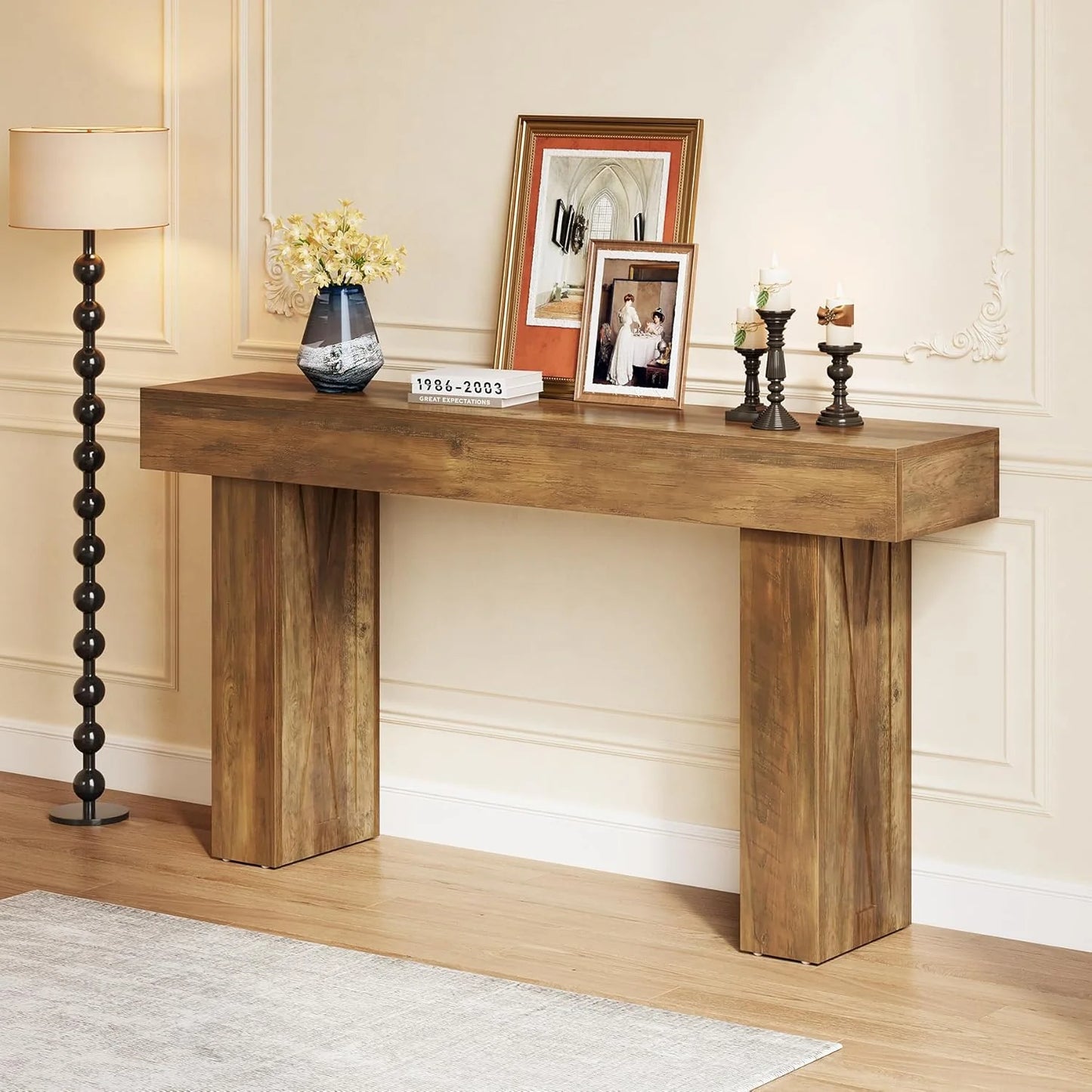 63-Inch Narrow Console Table Modern Sofa Table for Hallway