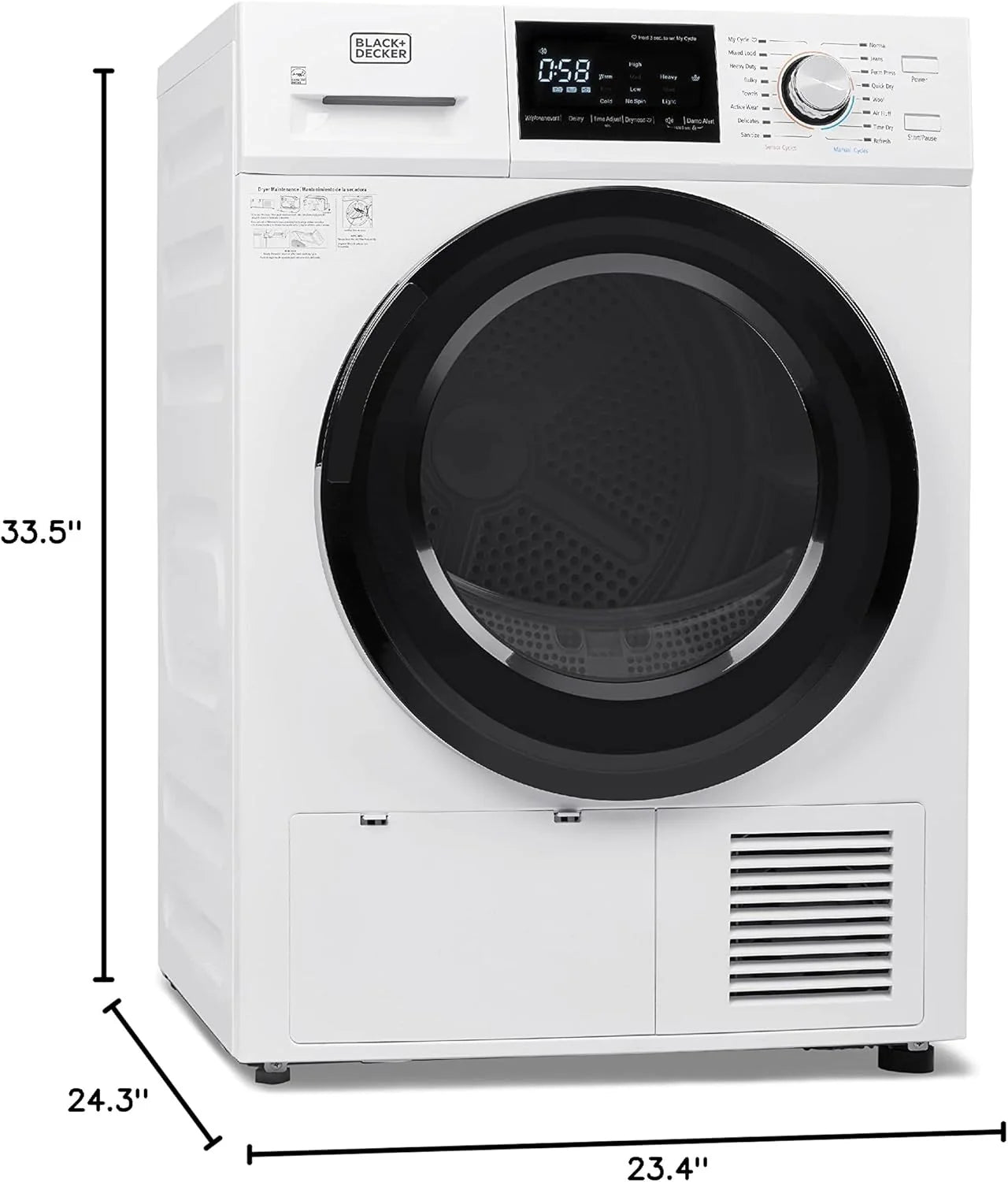 Compact Clothes Dryer, 1.5 Cu. Ft. 850W Electric Dryer, 120V Vented Portable Dryer with Stainless Steel Drum, for 5.5 lbs. of clothing for Standard Wall Outlet