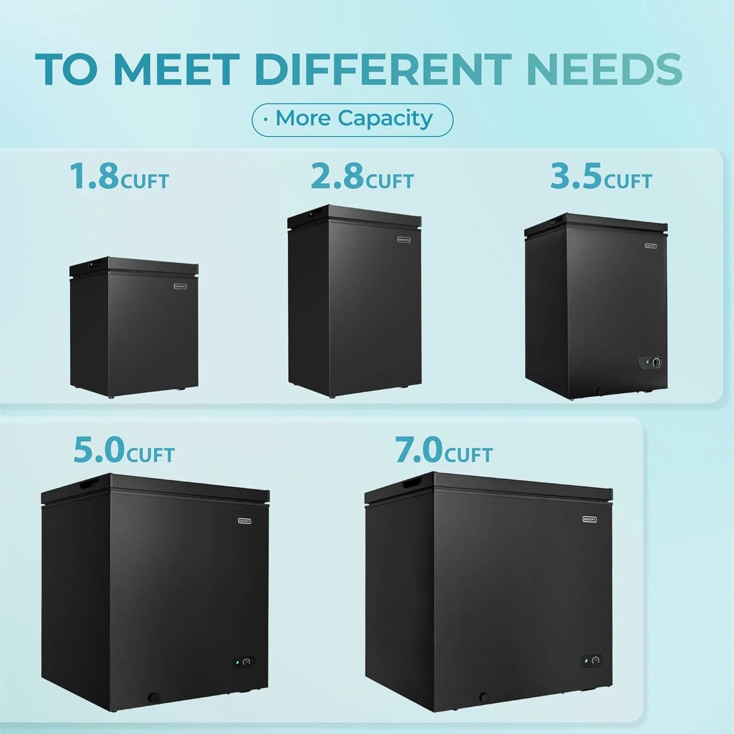 EUHOMY 3.5 Cu.Ft Chest Freezer with Removable Basket, Small Deep Freezer Adjustable 7 Thermostat, Quiet Mini Freezer Free-Standing Top Door, Energy Saving for Apartment/Garage/Basement/Dorm/Home,Black