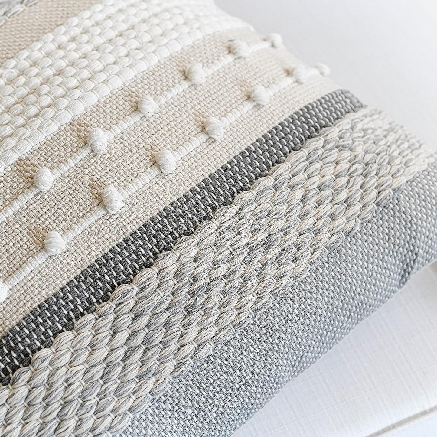 Blue Boho Decorative Throw Pillow Cover 20x20