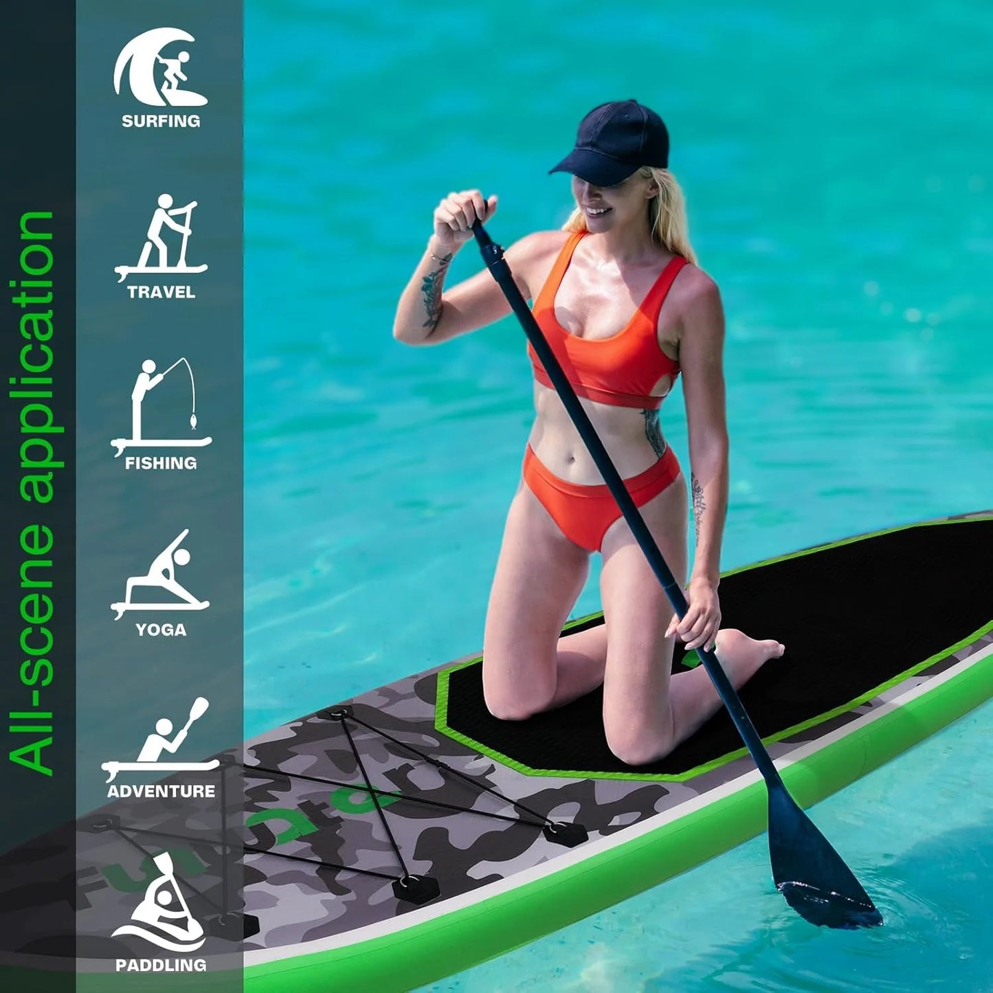 FunWater Inflatable Stand Up Paddle Board with Premium SUP Paddle Accessories, Non-Slip EVA Deck, 11'/10'6' Paddle