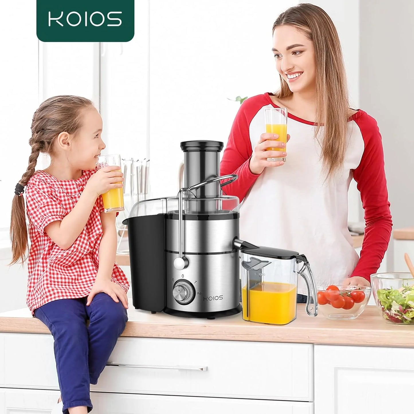 1300W KOIOS Centrifugal Juicer with Extra Large 3" Feed Chute and Titanium Filter