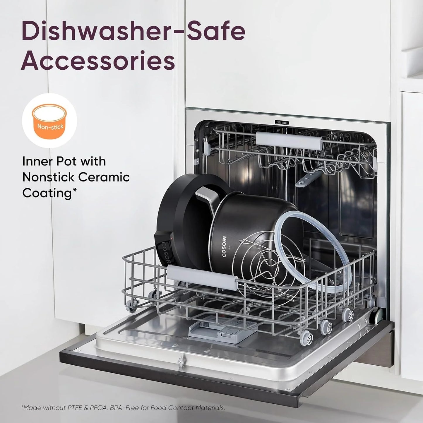 COSORI Pressure Cooker 6 qt, 9-in-1 Instant Multi Kitchen Appliances, Safer Venting Design, Rice Cooker, Slow Cooking Pot, Sous Vide, Saute Pot, 1100W, Stainless Steel