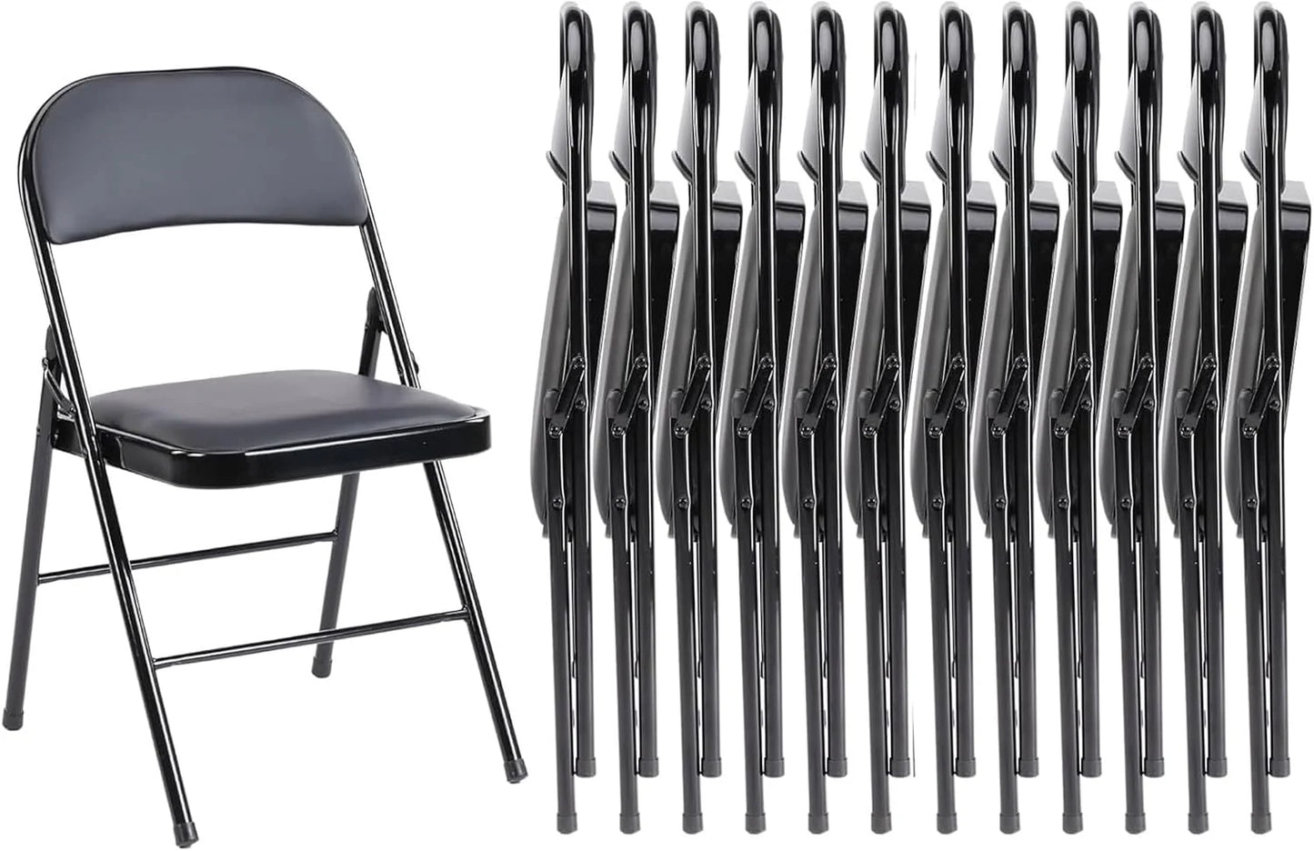 Sweetcrispy Folding Chair 12 Pack, Leather Padded Folding Chairs, Sturdy Metal Foldable Chairs