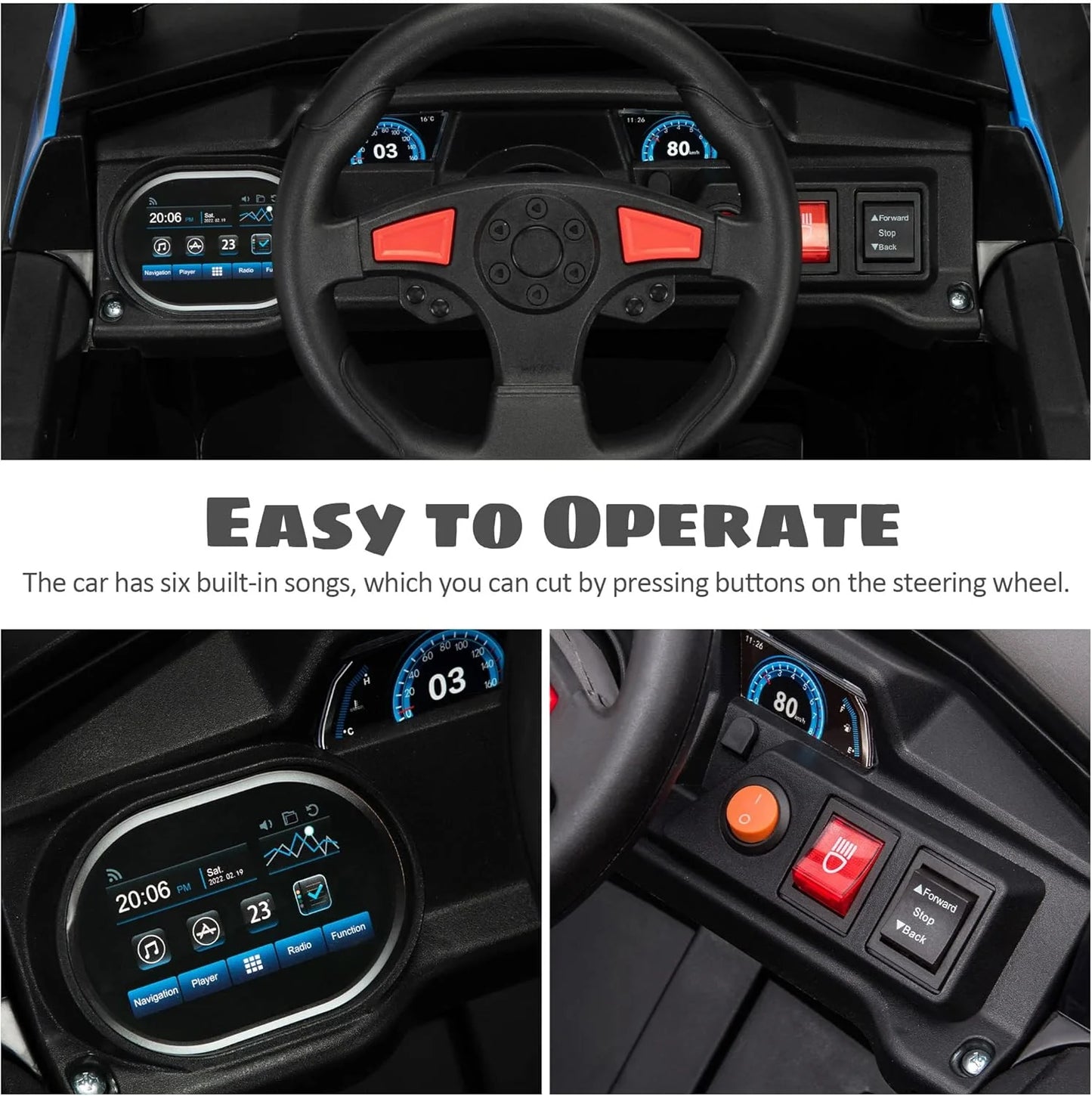 TOBBI 12V Kids Ride on Car, Electric Off-Road UTV Truck with Diverse Functions, Double Open Doors, Safety Belt, Horn, Music, and Lights for Kids Aged 3-5 Years (Rose Red)