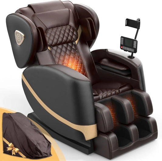 Full Body Massage Chair, Zero Gravity Massage Chair with 10 Fixed Rollers, Heating, Foot Massage