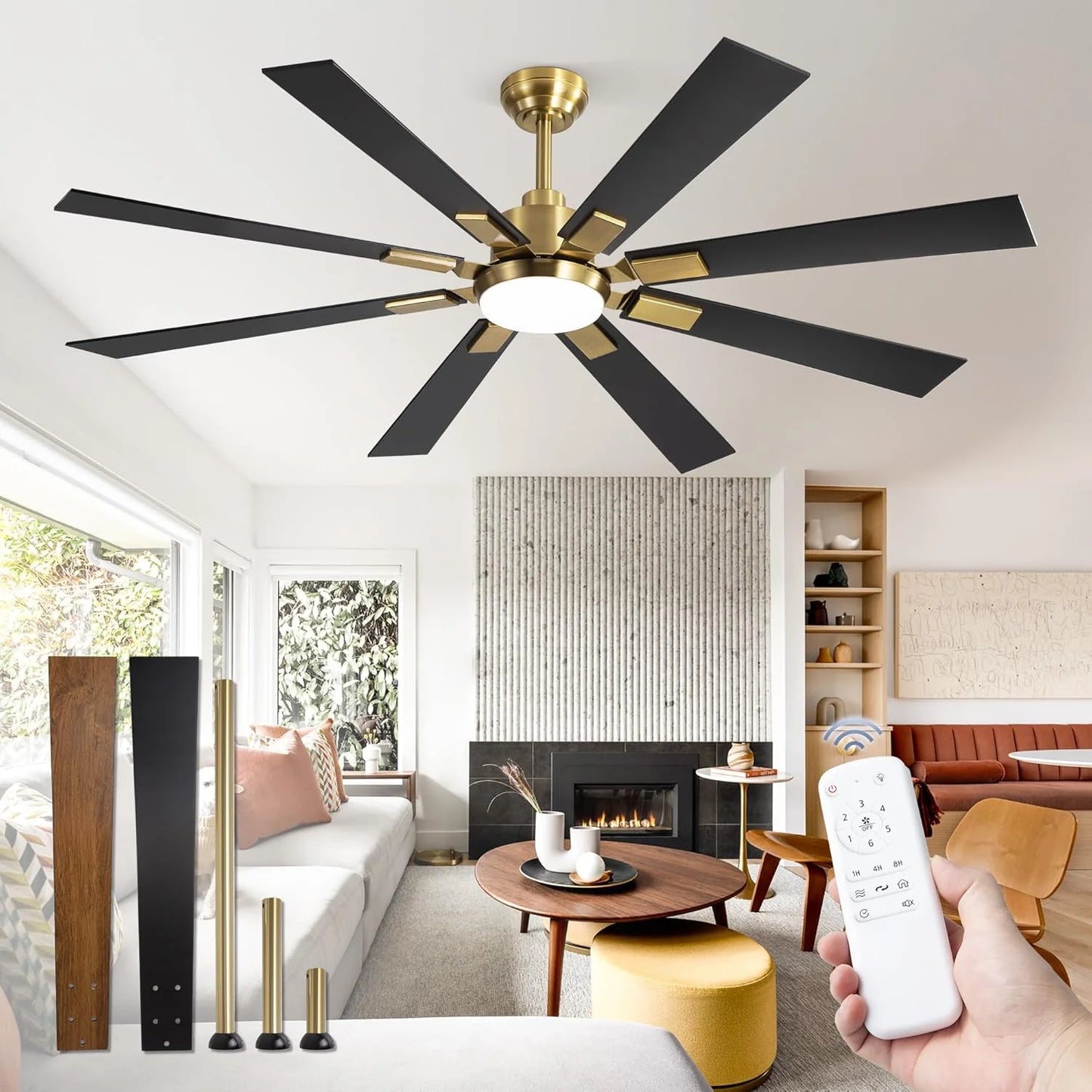 Zmishibo 72-inch large ceiling fan with lighting and remote indoor/outdoor