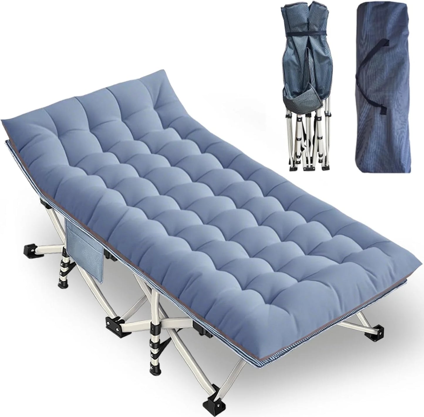 2-pack camping cots with mattresses, comfortable sleeping beds, adult camping cots, 2-person folding beds, heavy-duty sleeping beds