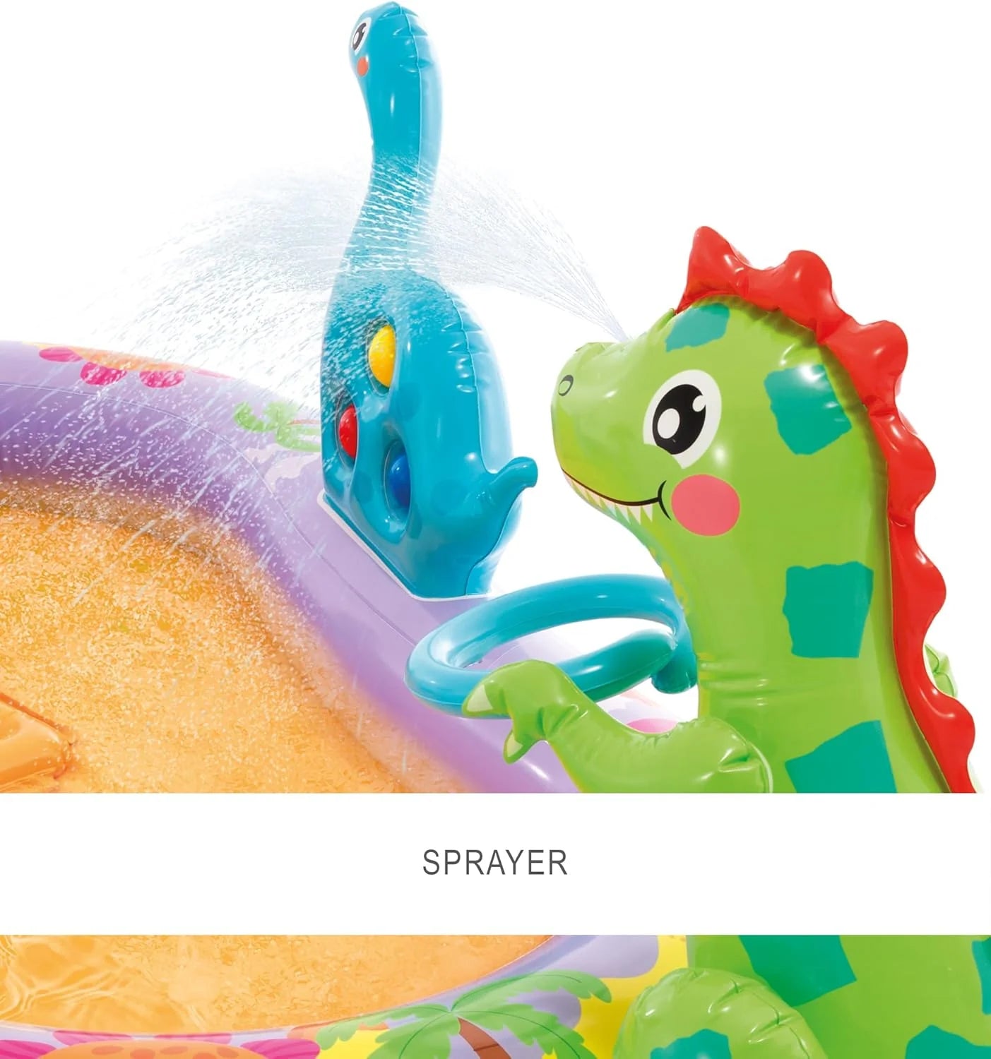 Intex 96" x 78" x 28" Inflatable Jungle Adventure Play Center Spray Kiddie Pool - Backyard Kids Water Slide, Outdoor Blow-Up Splash Pad for Toddlers