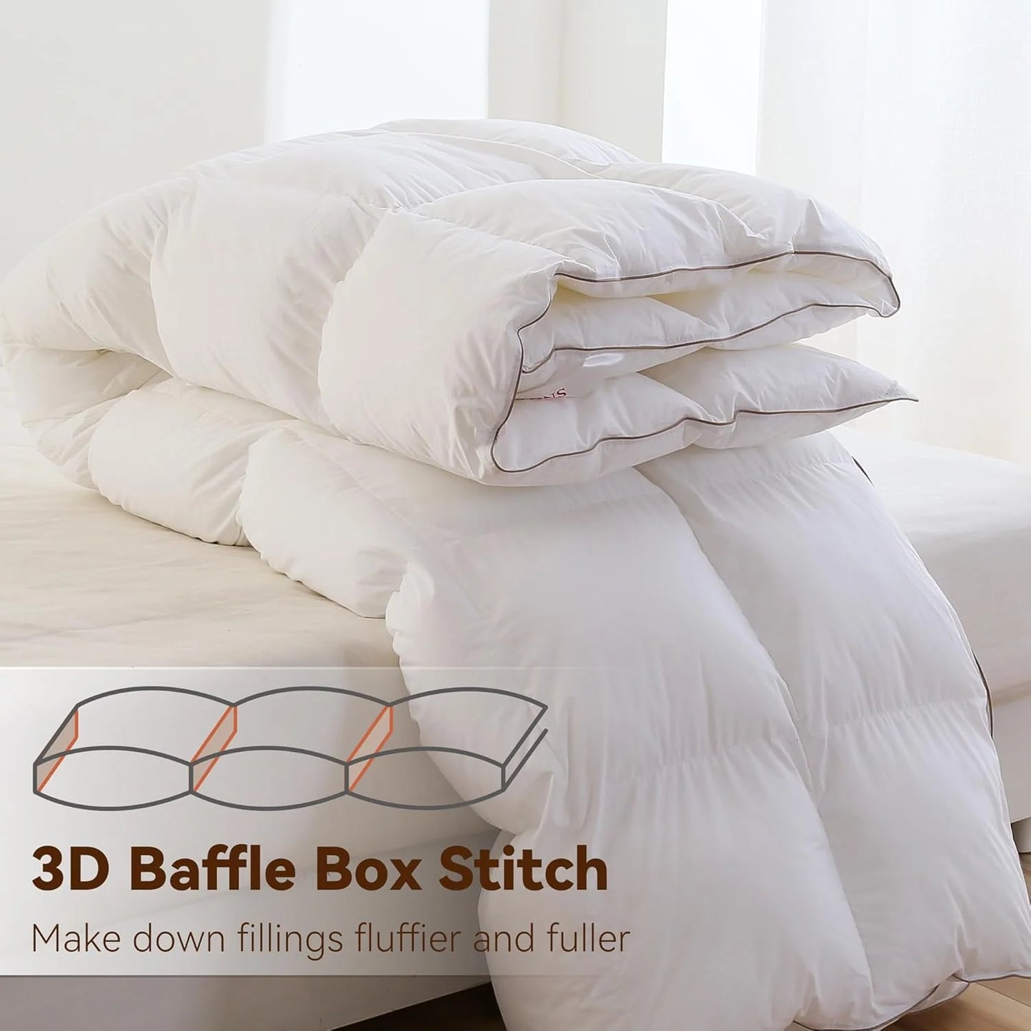 Premium Down Comforter 3D Baffle Box Design
