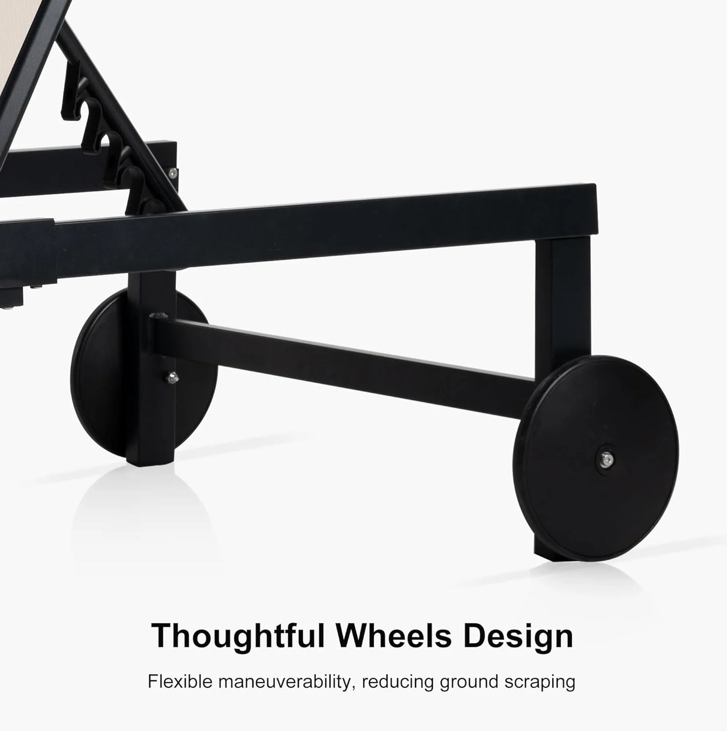 PURPLE LEAF Patio Tanning Lounge Chair Set with Face Down Hole Outdoor Aluminum Adjustable Reclining Chairs Wheels Pillows and Table for Poolside Beach Sunbathing Lounger, Beige