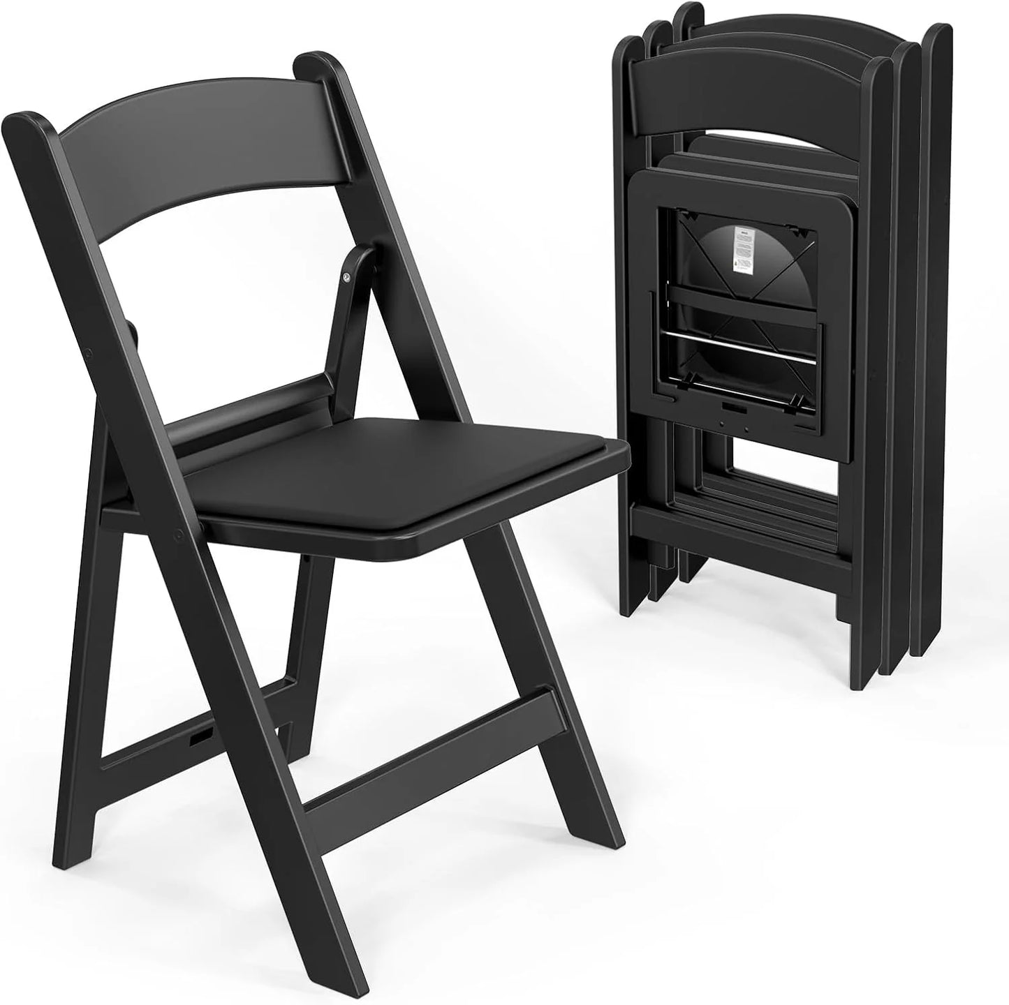 VINGLI Resin Folding Chair with Cushion Foldable Plastic Chair with Comfortable Cushioned Seat